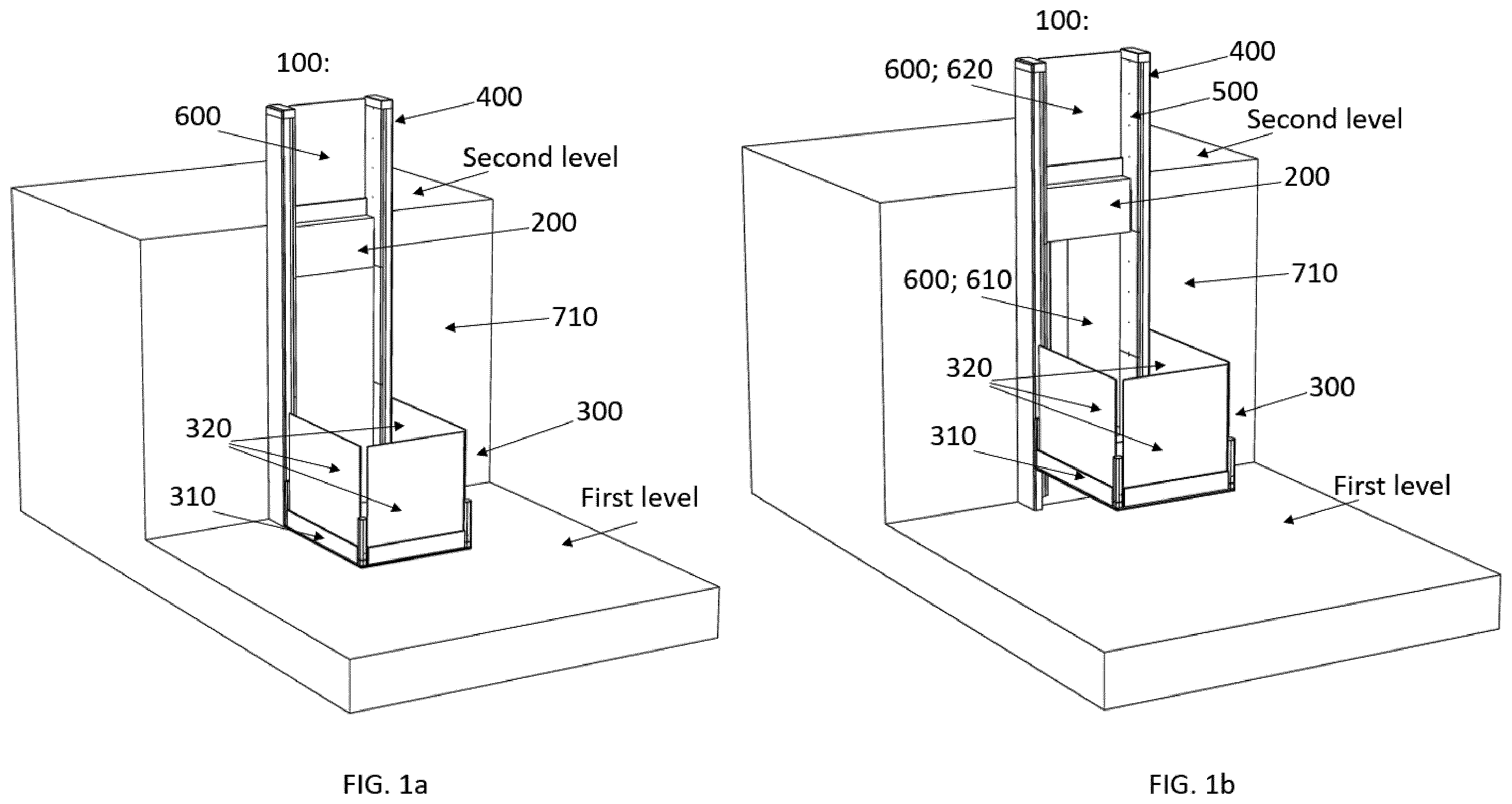 Patent US12552640 — Drive unit placement and access openings for a platform lifting system — Figure 1