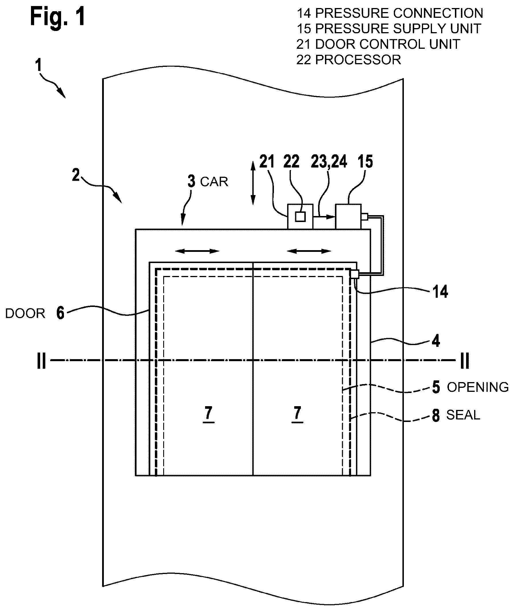 Patent US12552642 — Door seal for an elevator car — Figure 1