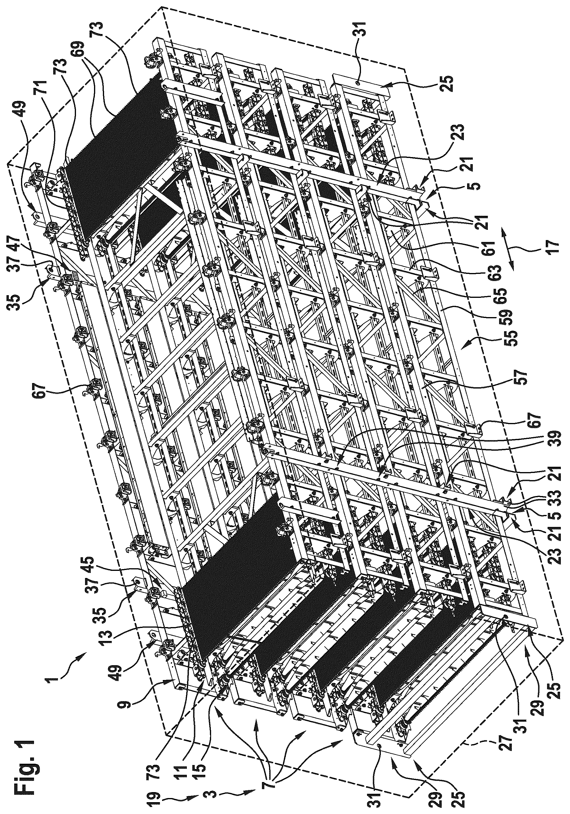 Patent US12552644 Figure 1 – Transport unit and method for transporting a moving walkway