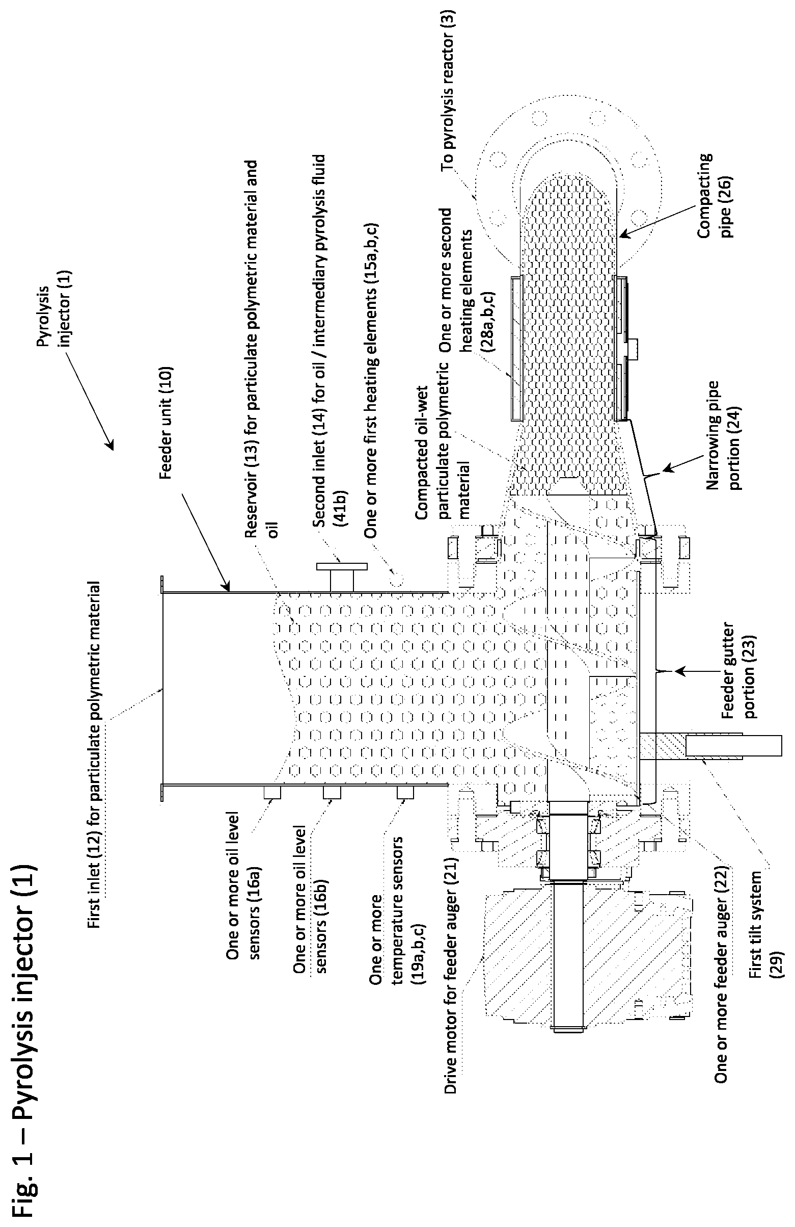 Patent US12552994 — Injector, reactor, apparatus and process for pyrolysis of polymeric material — Figure 1