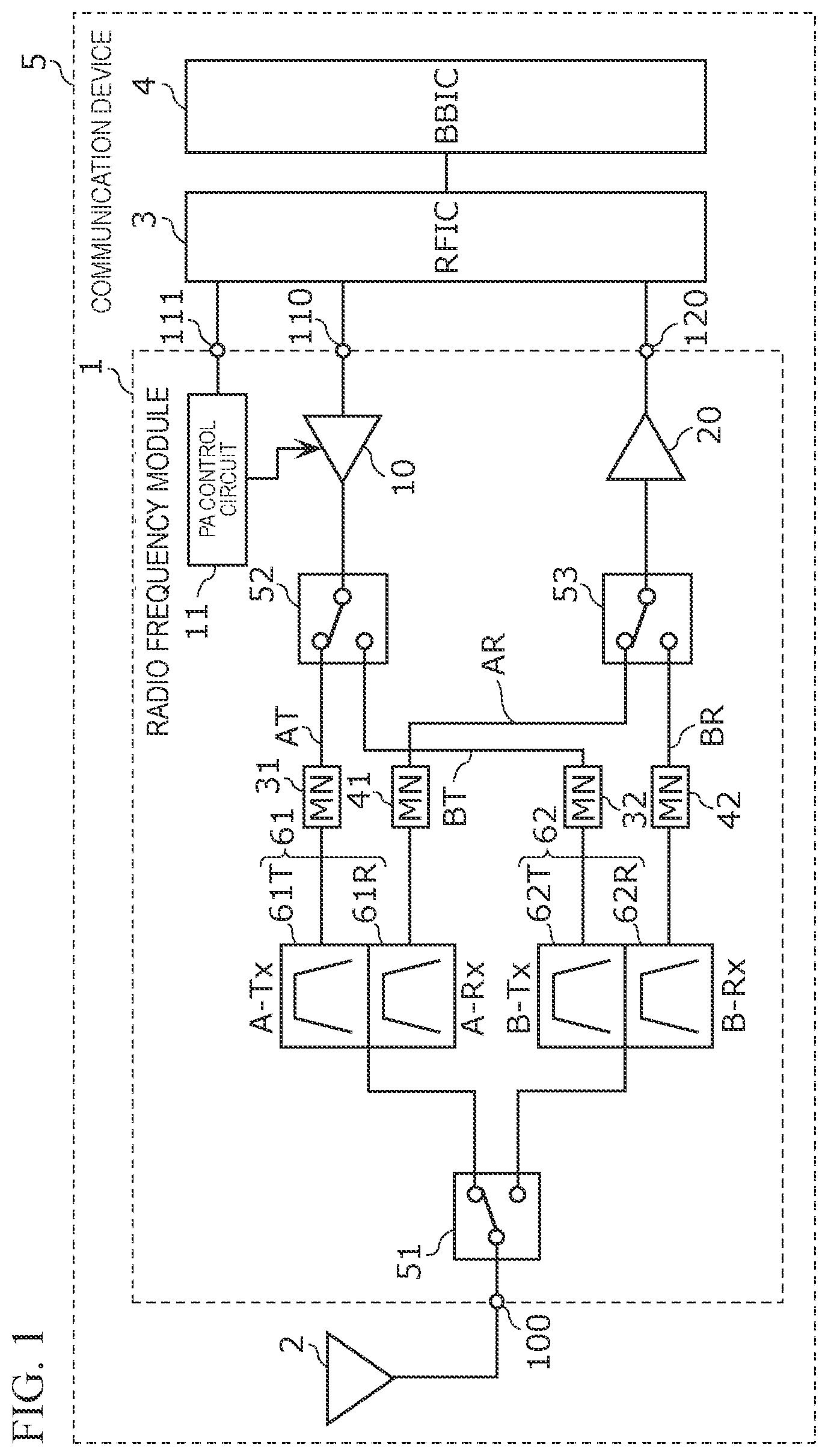 Patent US12556213 — Radio frequency module and communication device — Figure 1