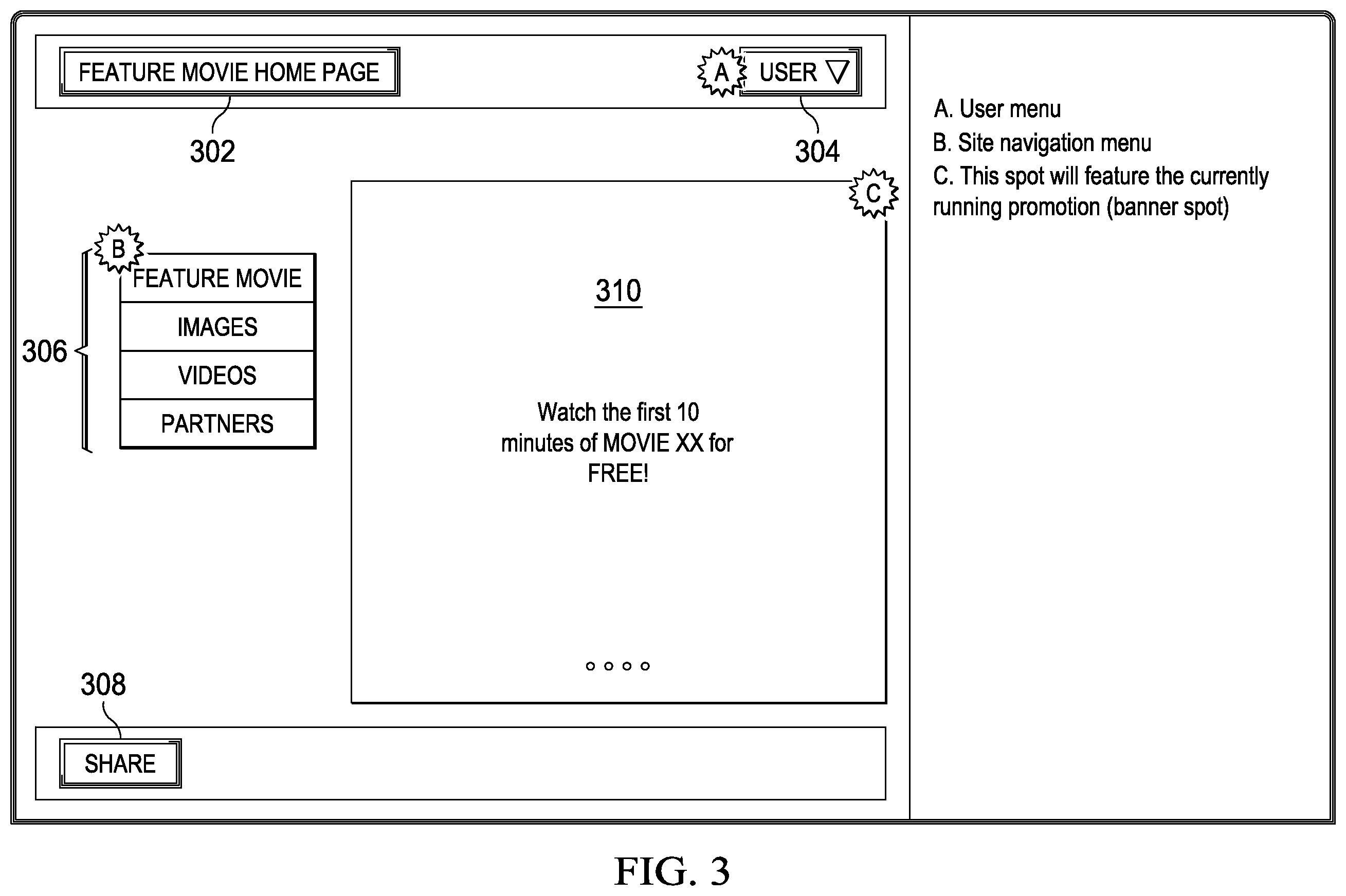 Patent US12556772 Figure 3 – Computing network for synchronized streaming of audiovisual content