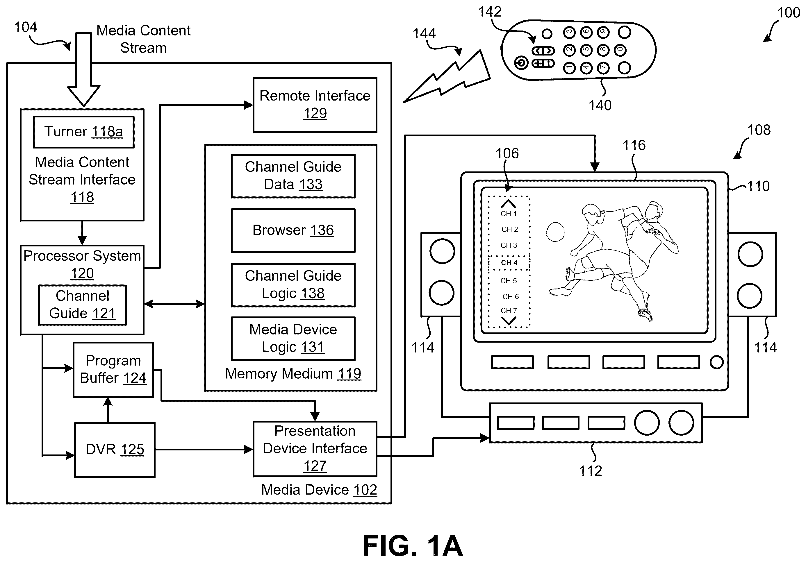 Patent US12556774 — On-screen selectable channel guide — Figure 1