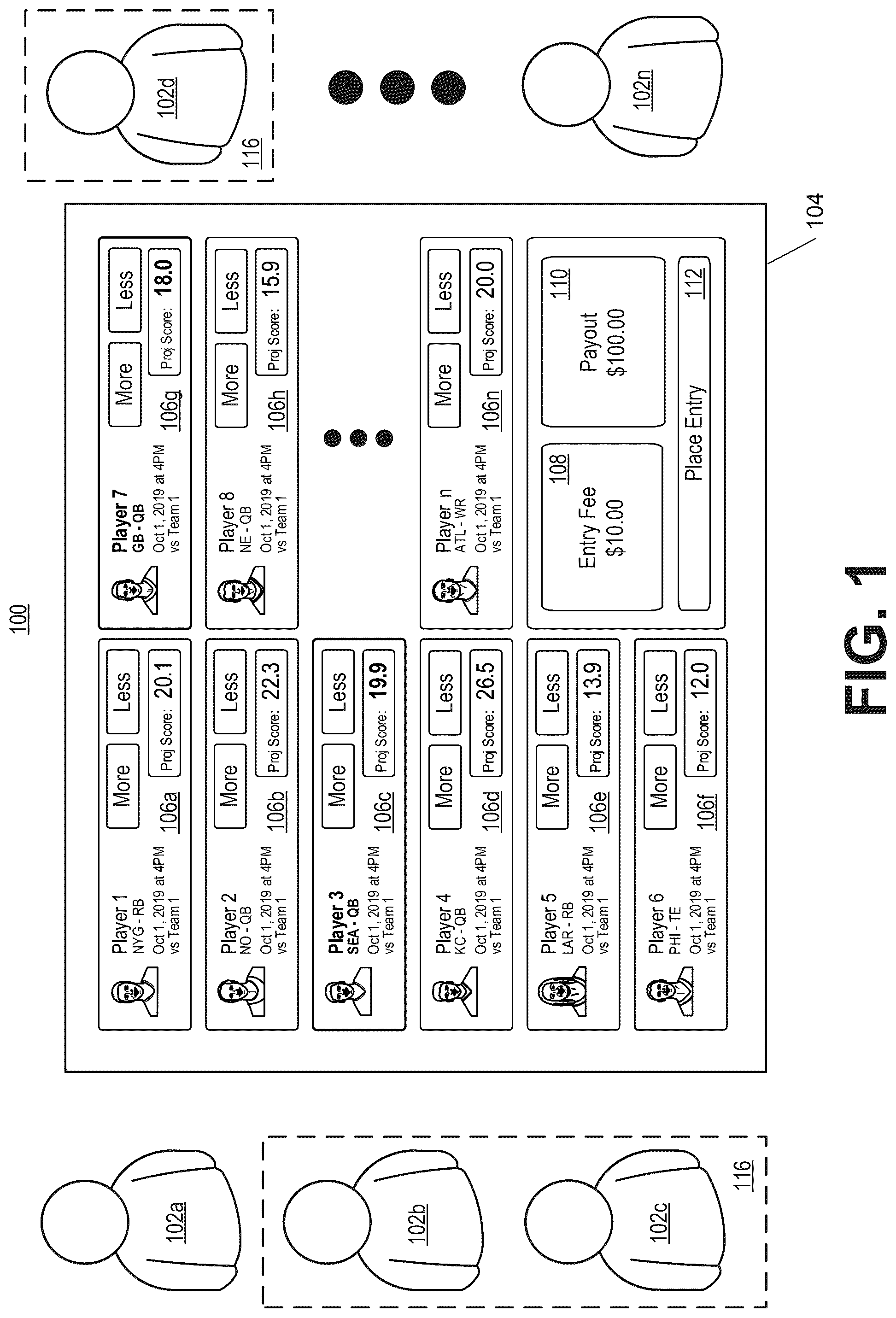 Patent US12562032 — Assignment of player groups and determination of group payouts — Figure 1