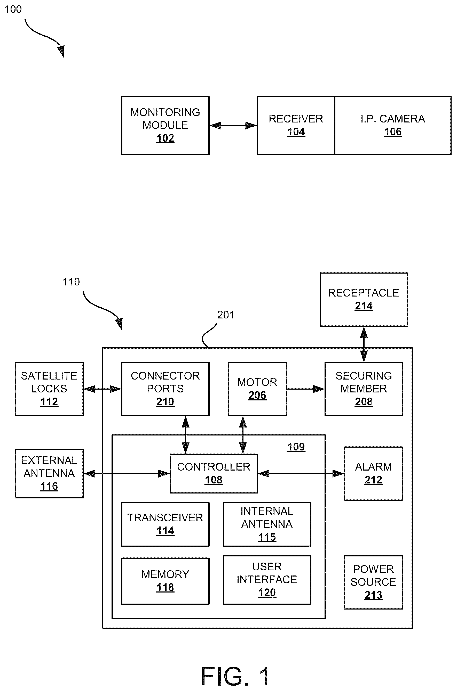 Patent US12562049 — Security system including automation notification and surveillance integration — Figure 1