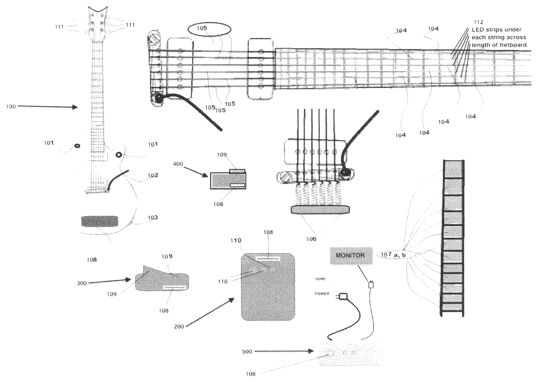 Patent US12562073 — System and method for learning to play a musical instrument — Figure 1