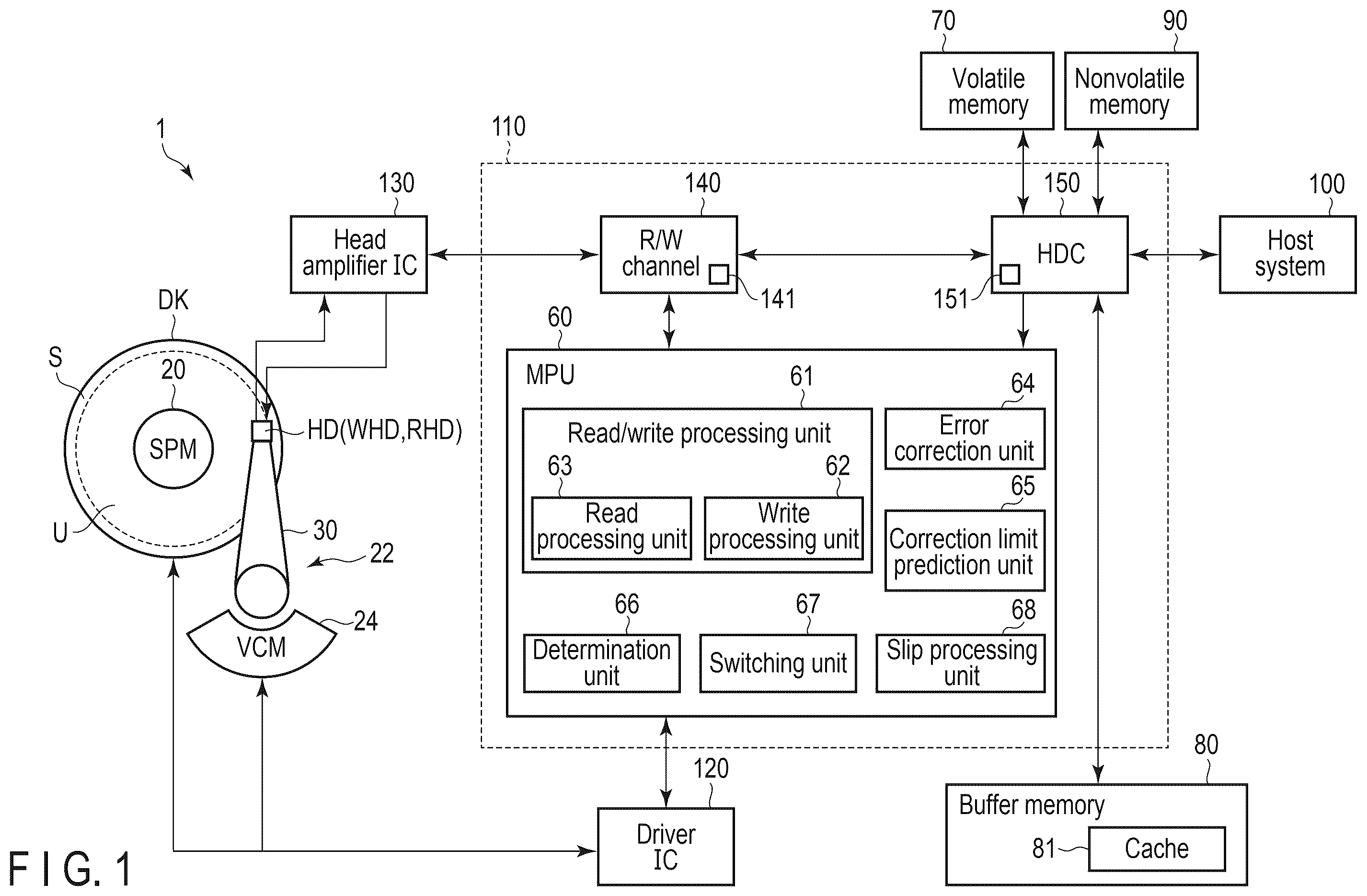 Patent US12562192 — Magnetic disk device — Figure 1
