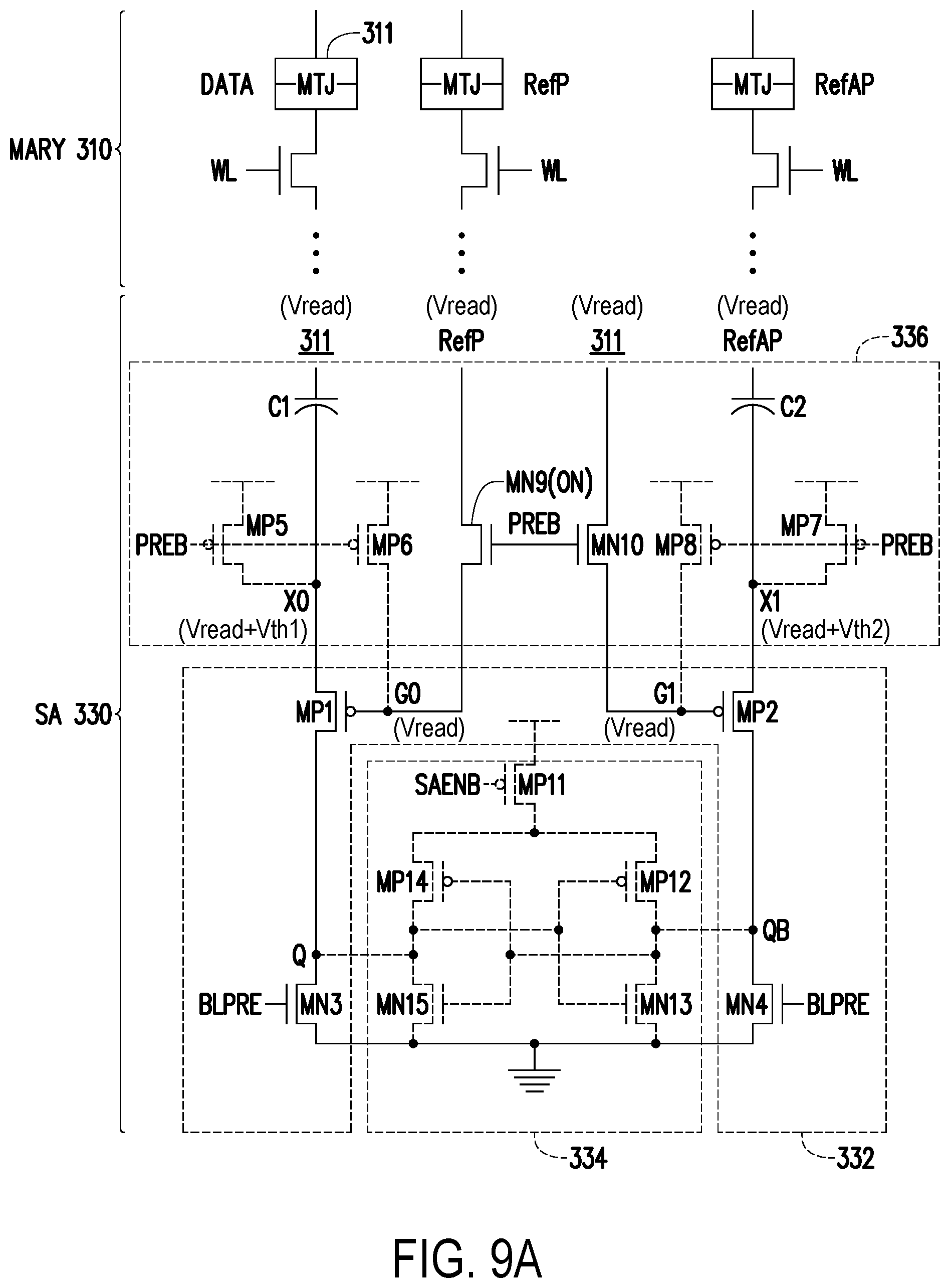 Patent US12562203 Figure 13 – Sensing amplifier of memory array, memory device and data read method with two state reference voltages