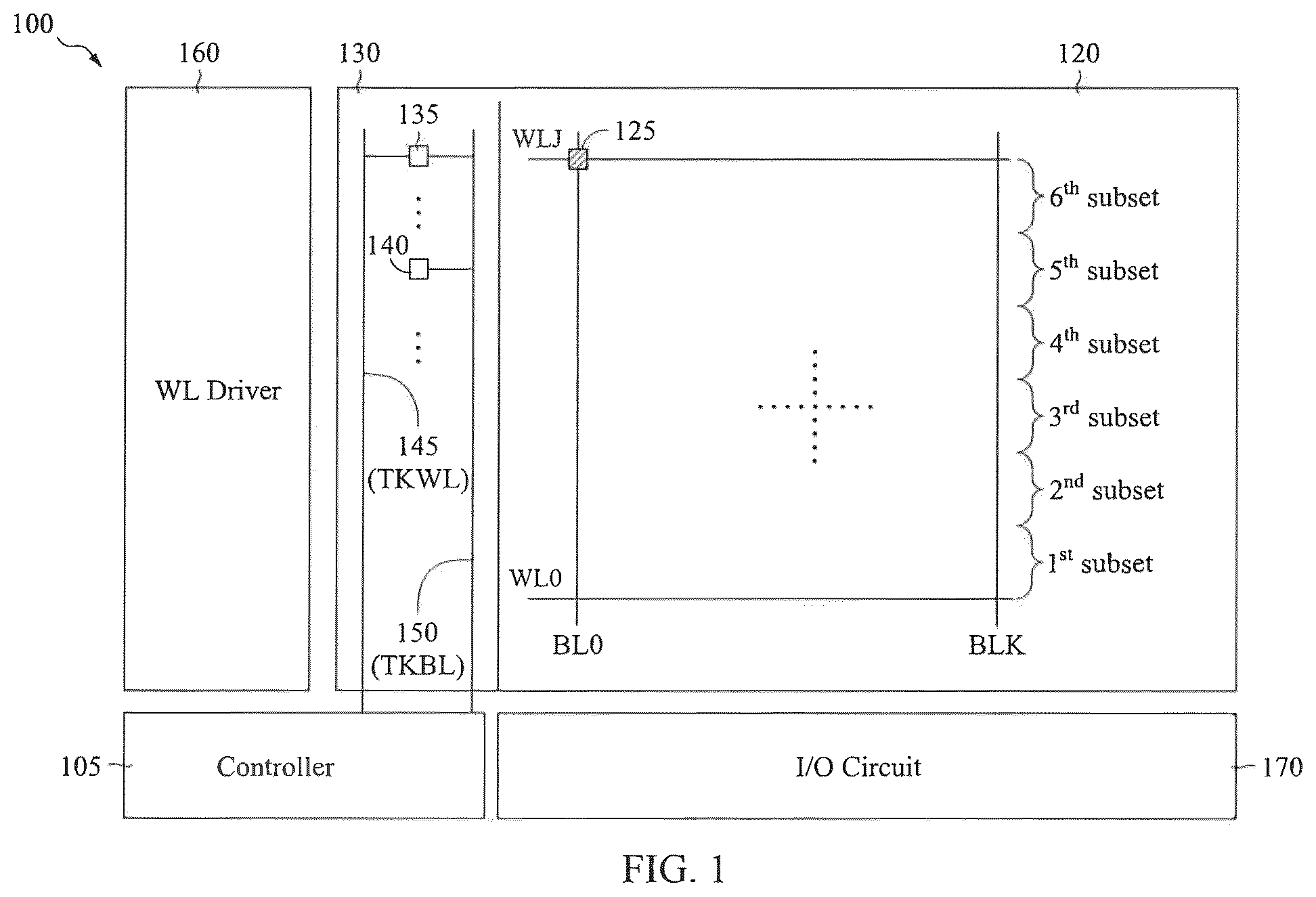 Patent US12562213 Figure 1 – Memory devices configured with adaptive word line pulse adjustment and methods for operating the same