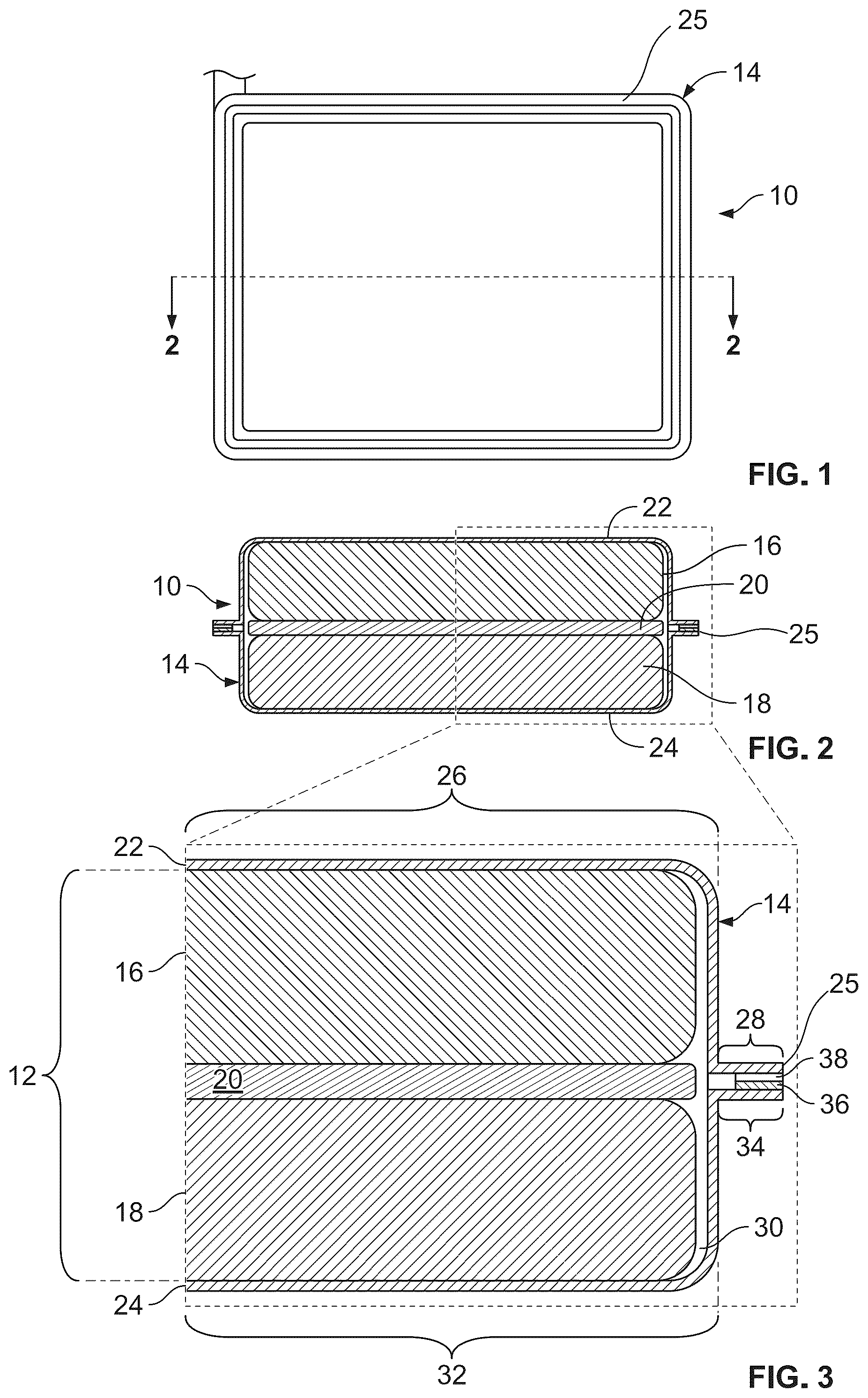 Patent US12562421 Figure 1 – Enclosures for electrochemical cells
