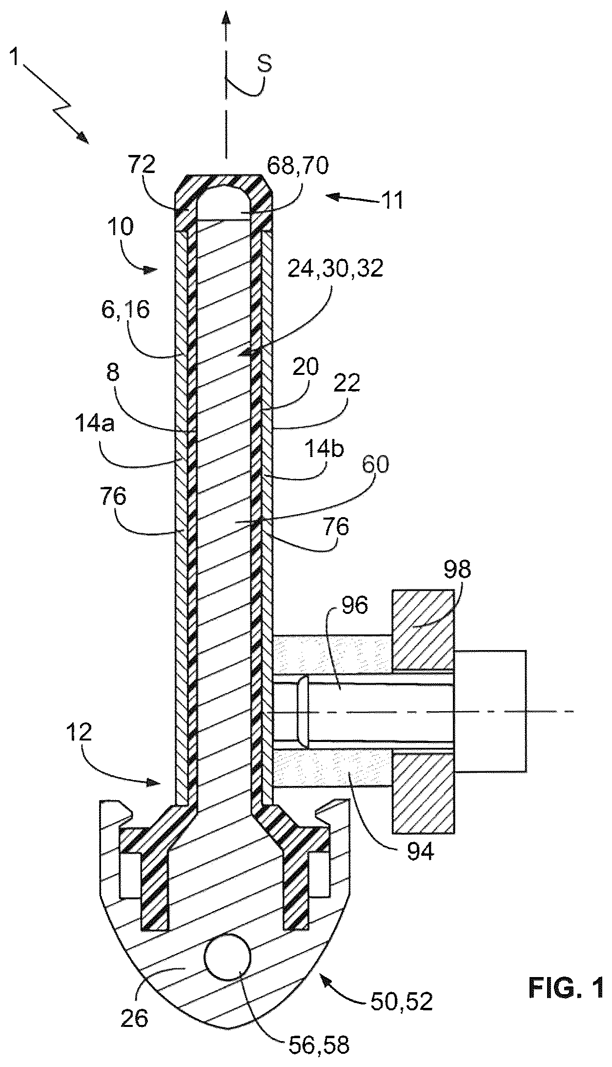 Patent US12562526 — Contact pin with a cooling channel system and electrical plug with such a contact pin — Figure 1