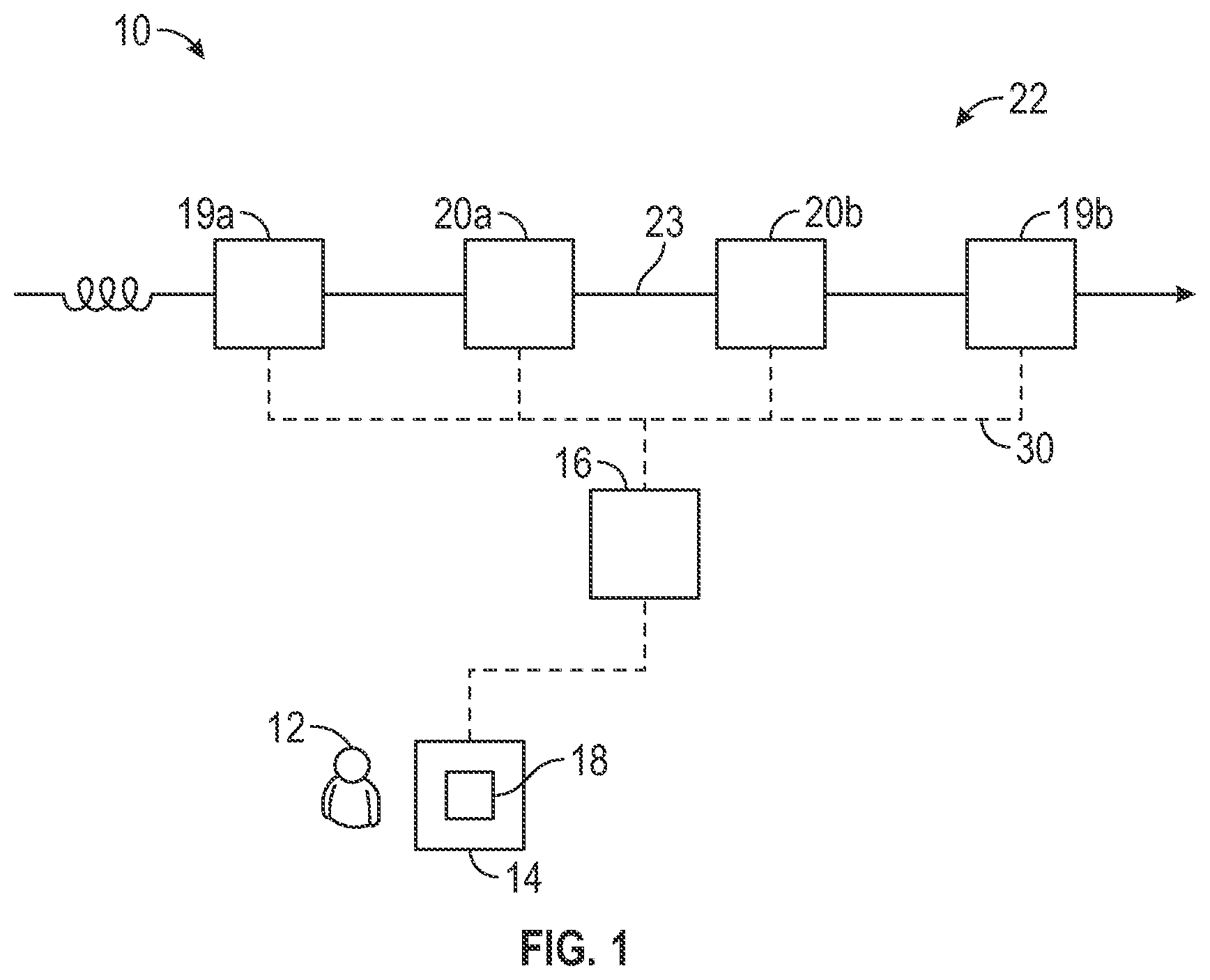 Patent US12562544 — Automatic configuration of pump attributes of a Raman amplifier to achieve a desired gain profile — Figure 1