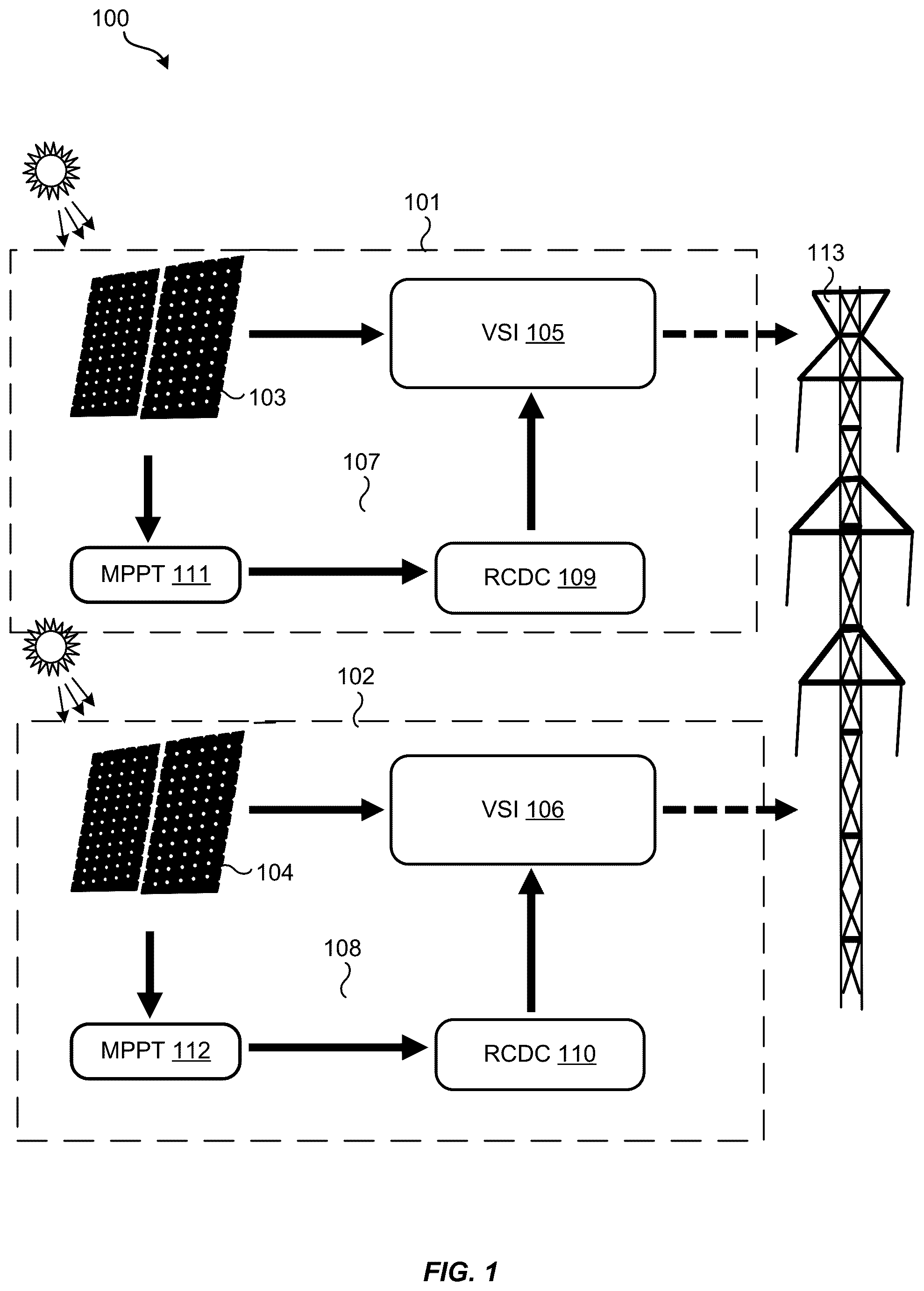 Patent US12562578 — Universal control unit for PV fed single stage inverters — Figure 1