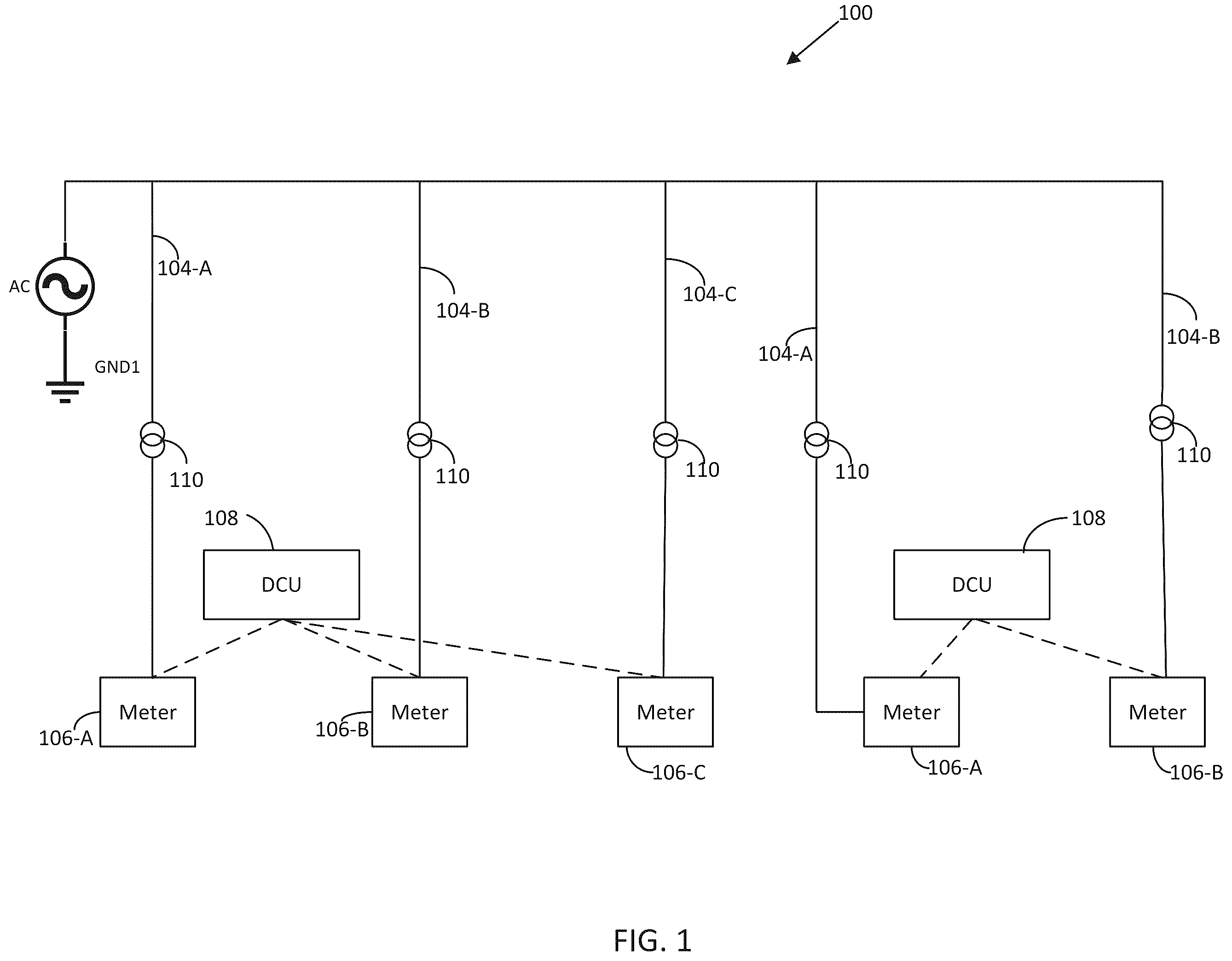 Patent US12562580 — System and method of linear state estimation of a distribution network from synchronous smart meter and line sensor — Figure 1