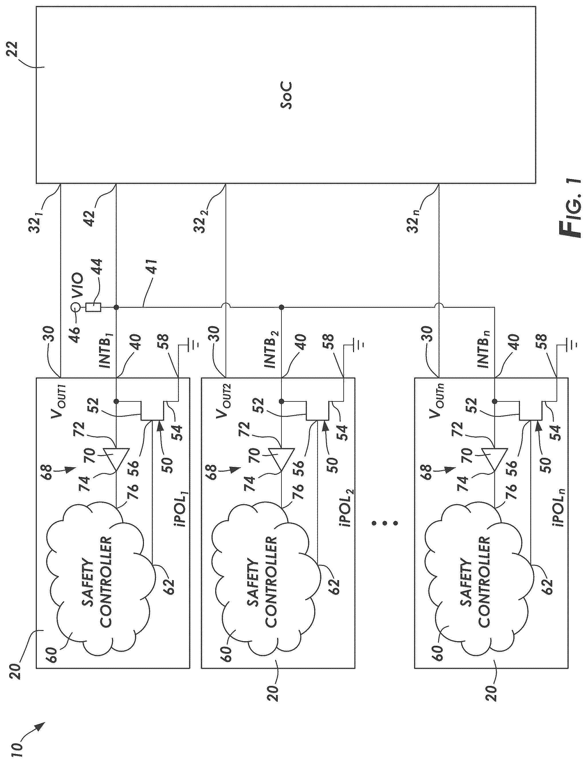 Patent US12562635 — Signaling open drain readback for functional safety (FUSA) applications in point of load (POL) integrated circuit — Figure 1