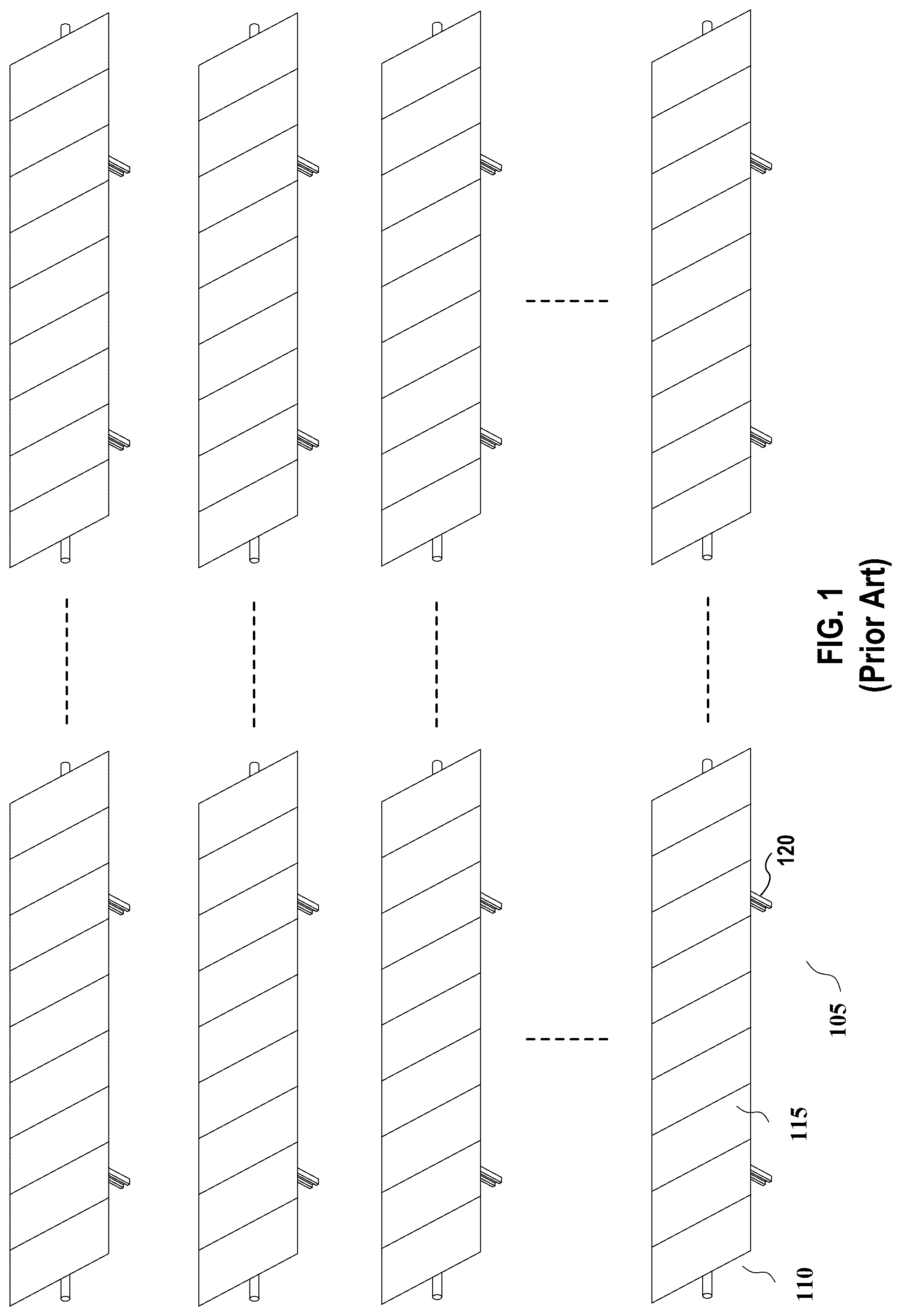 Patent US12562678 Figure 1 – High stow solar tracker with hail protection