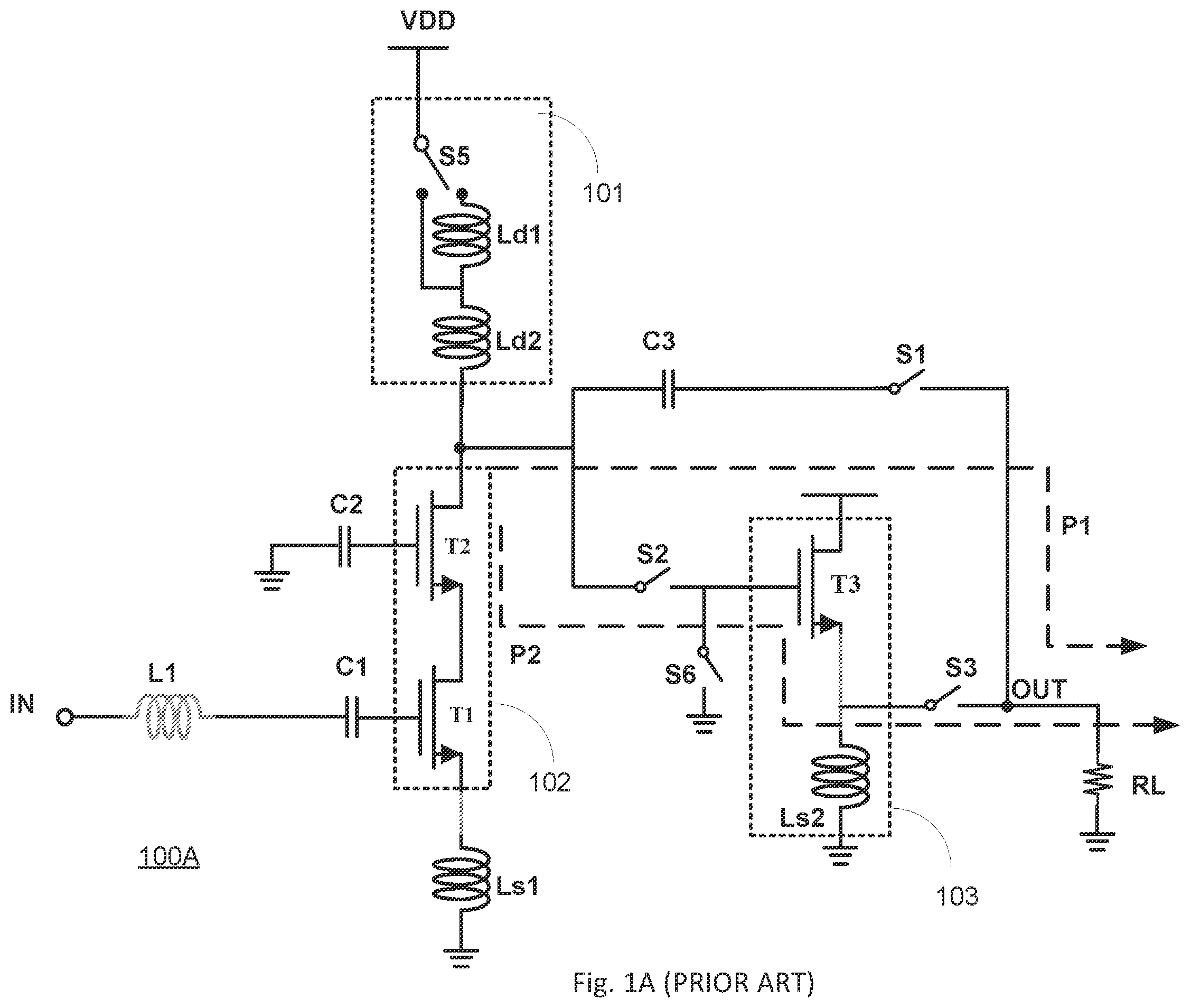 Patent US12562695 — Wideband LNA with output match configurability — Figure 1