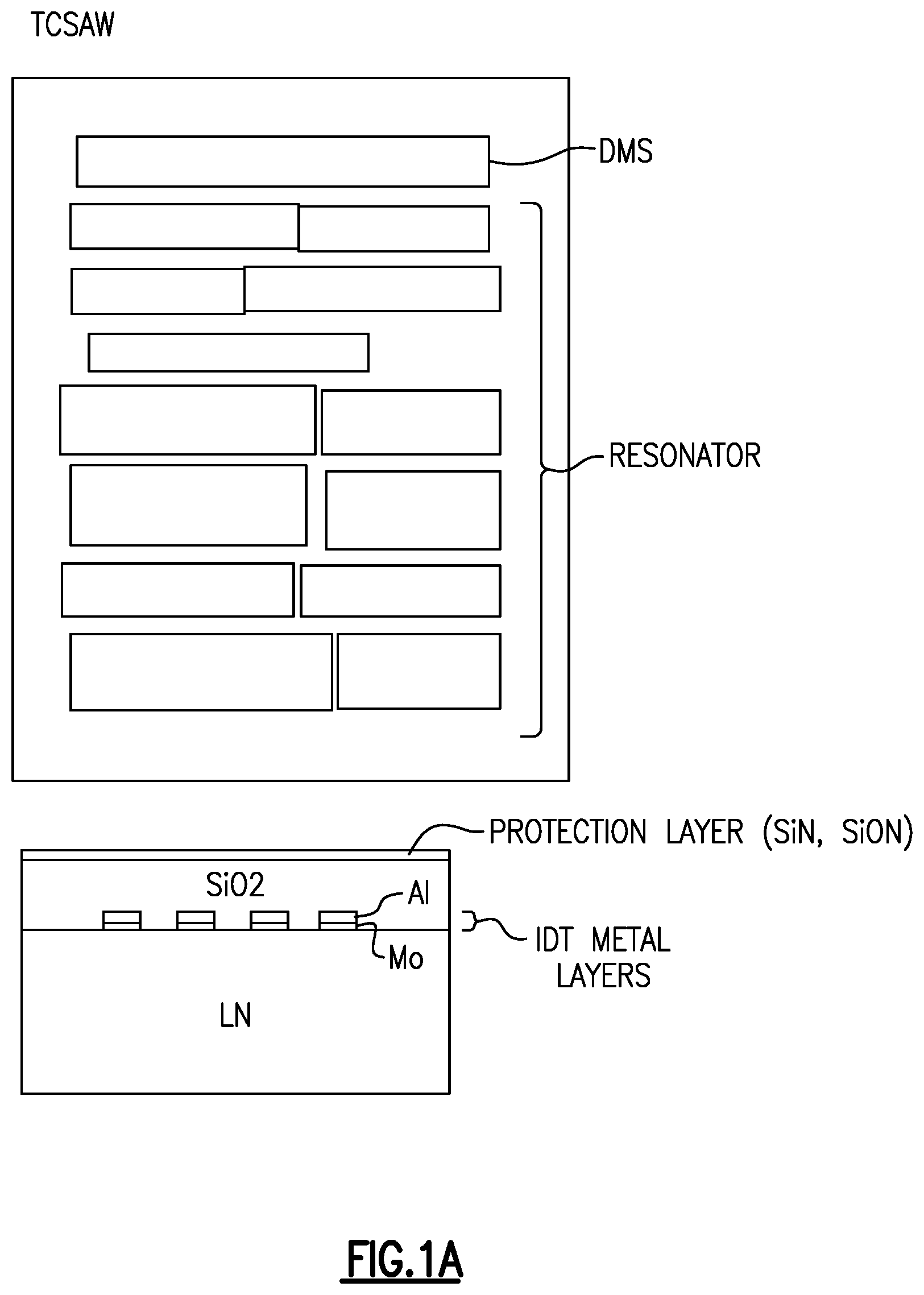 Patent US12562715 Figure 1 – Small sized acoustic wave device with partially different interdigital transducer electrode thicknesses