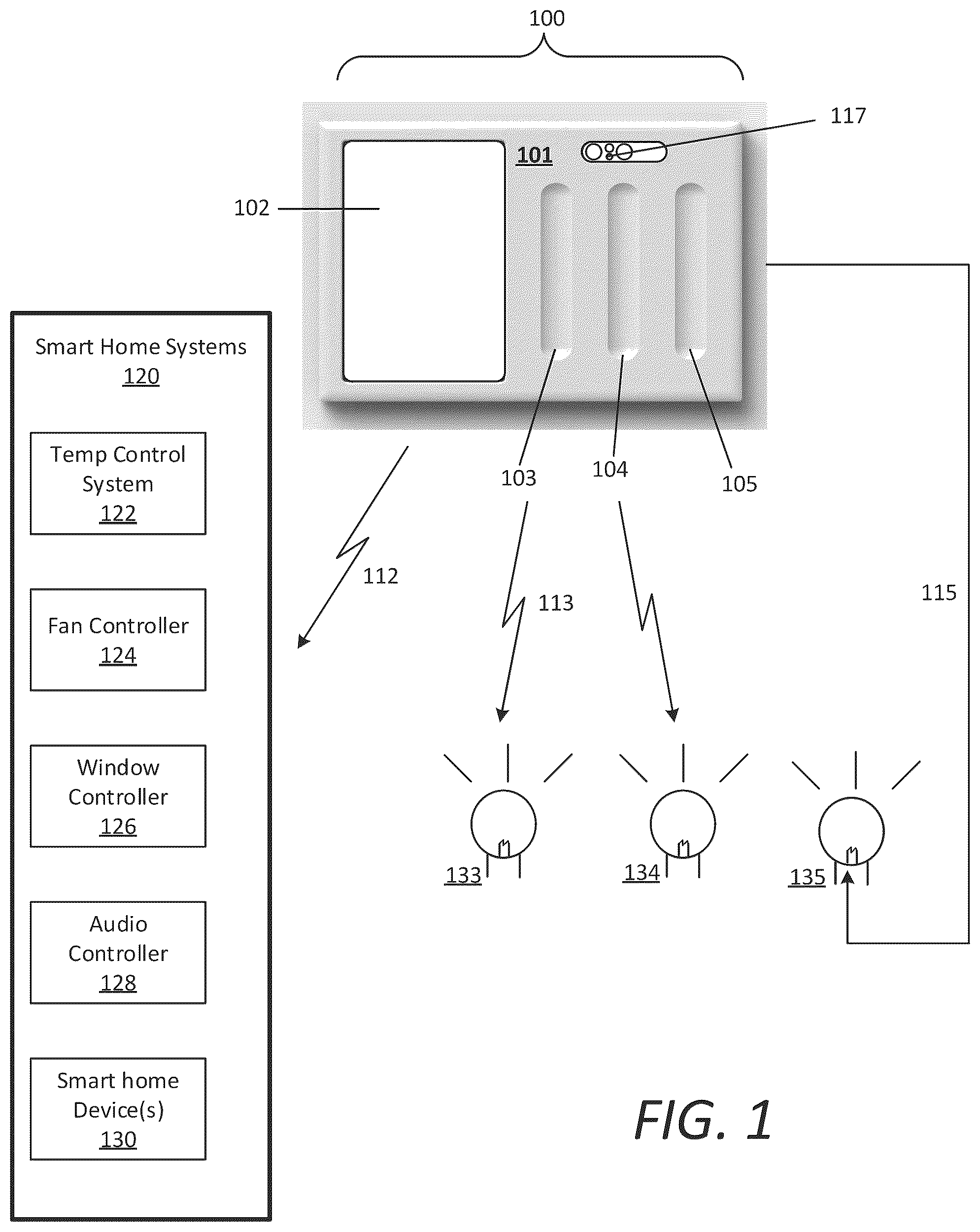 Patent US12562936 Figure 1 – Automatic scene creation using home device control