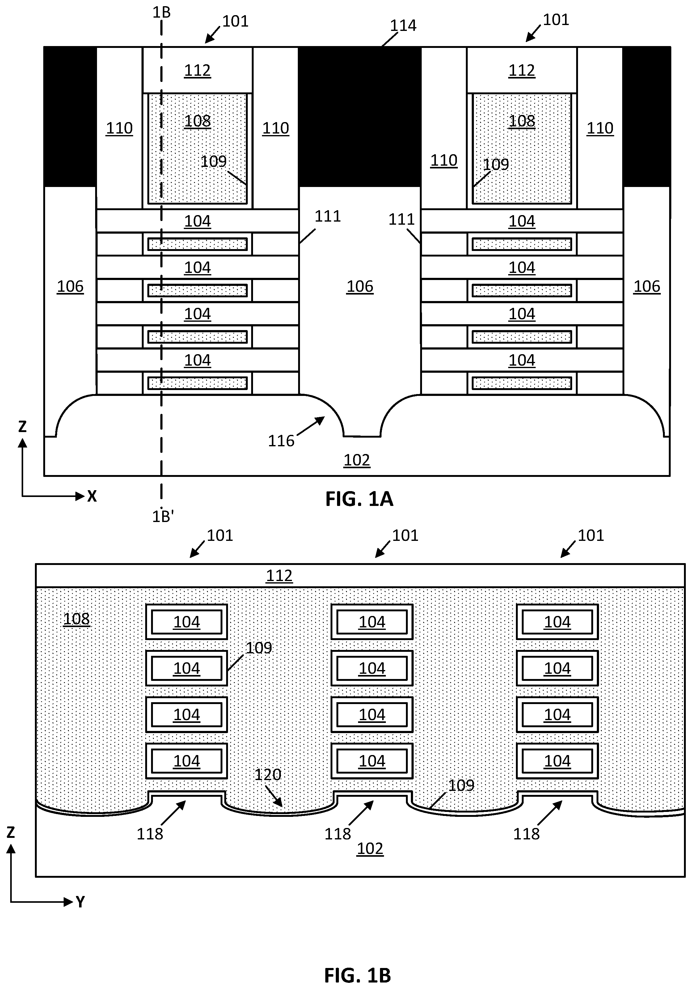 Patent US12563810 Figure 1 – Selective backside recessing of source and drain regions