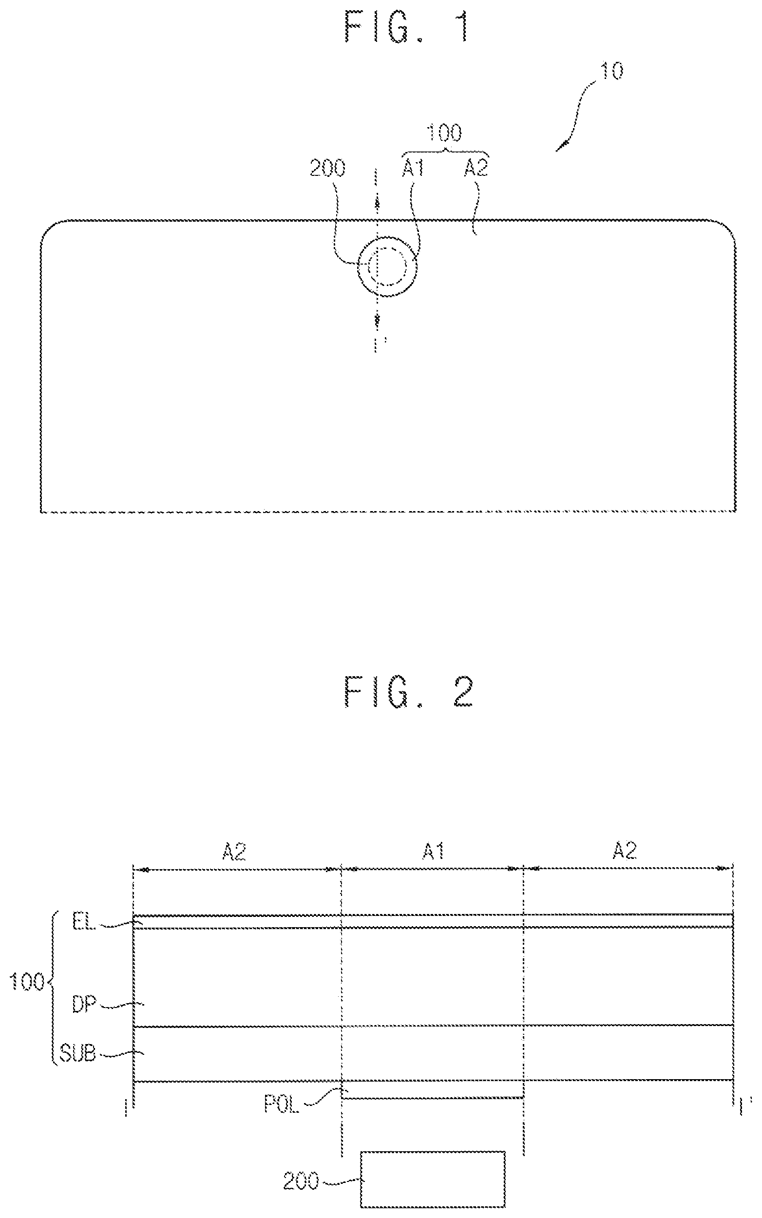 Patent US12563952 — Display device with aligned openings in a polarizing film and conductive layers and method of manufacturing the same — Figure 1