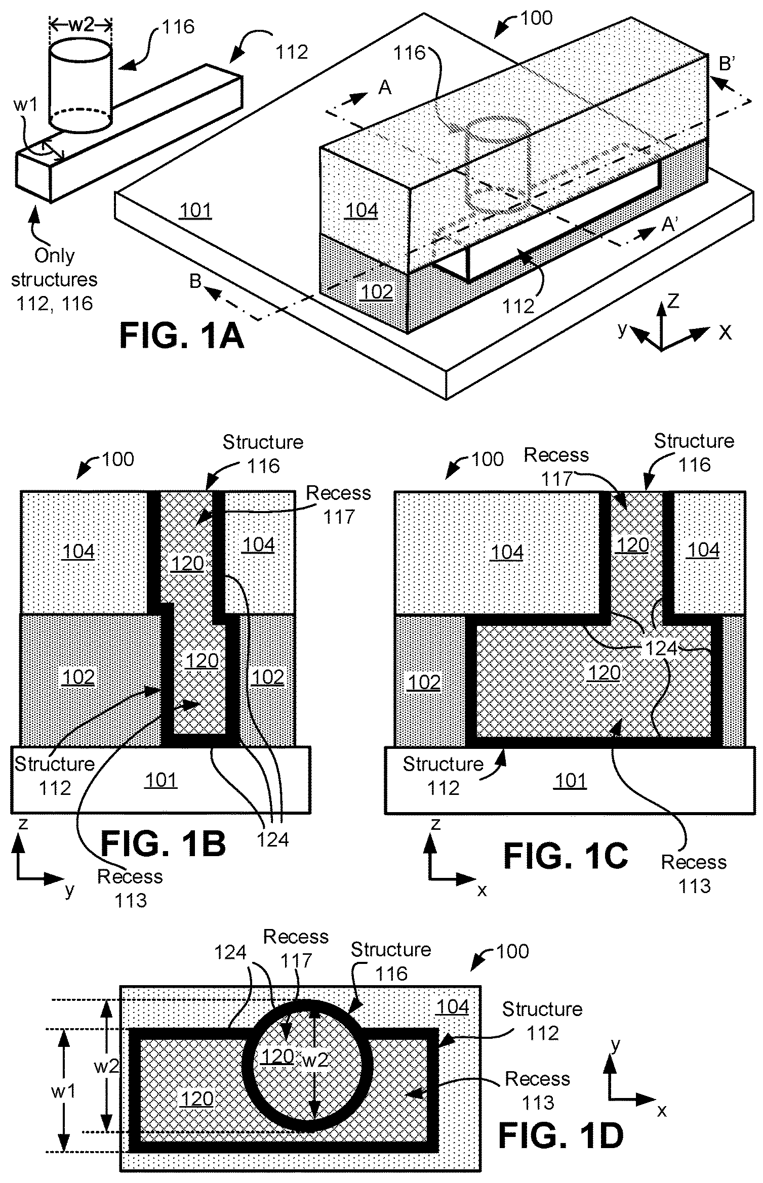 Patent US12564030 — Replacement conductive material for interconnect features — Figure 1