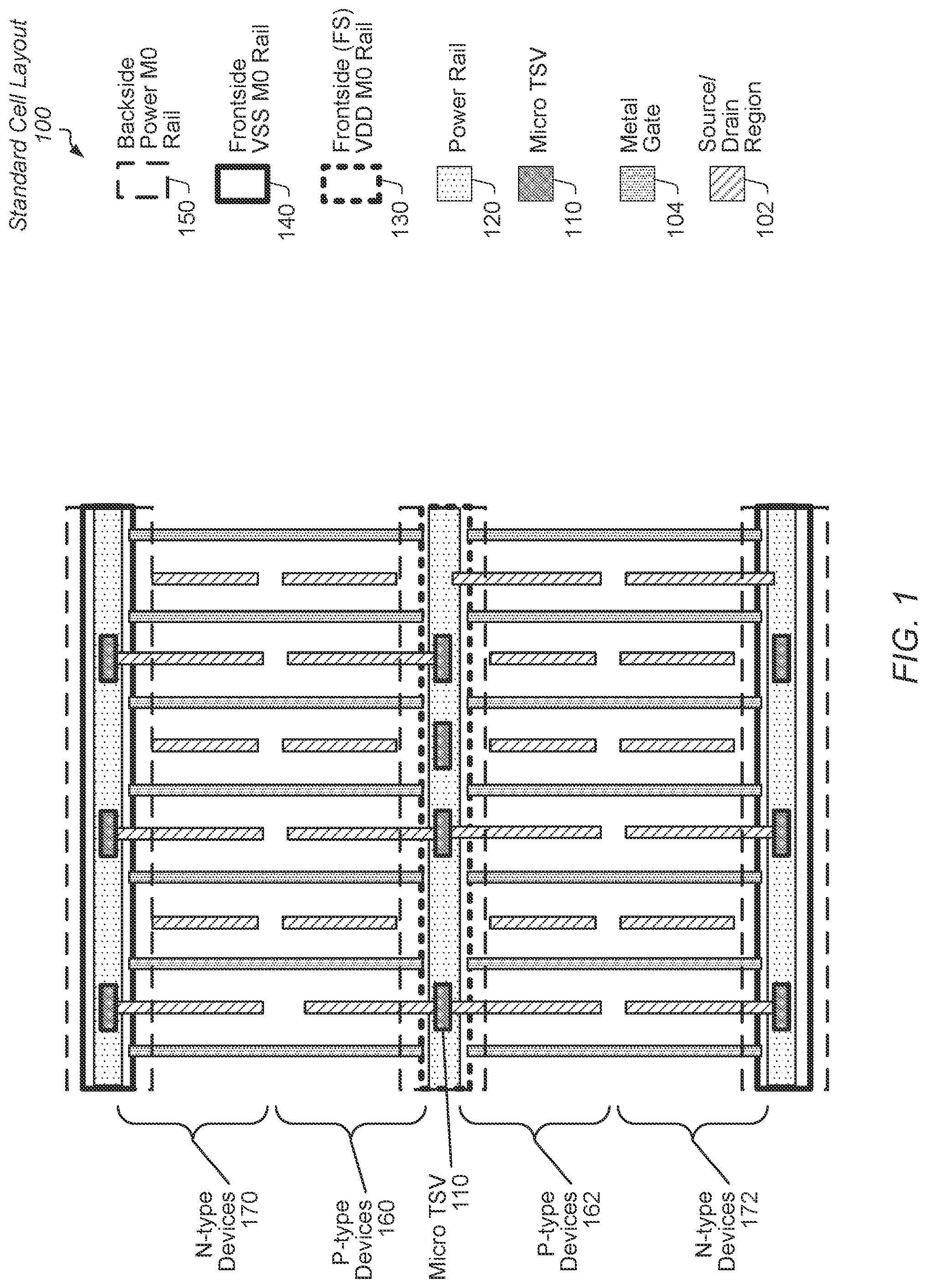 Patent US12564040 — Power via with reduced resistance — Figure 1