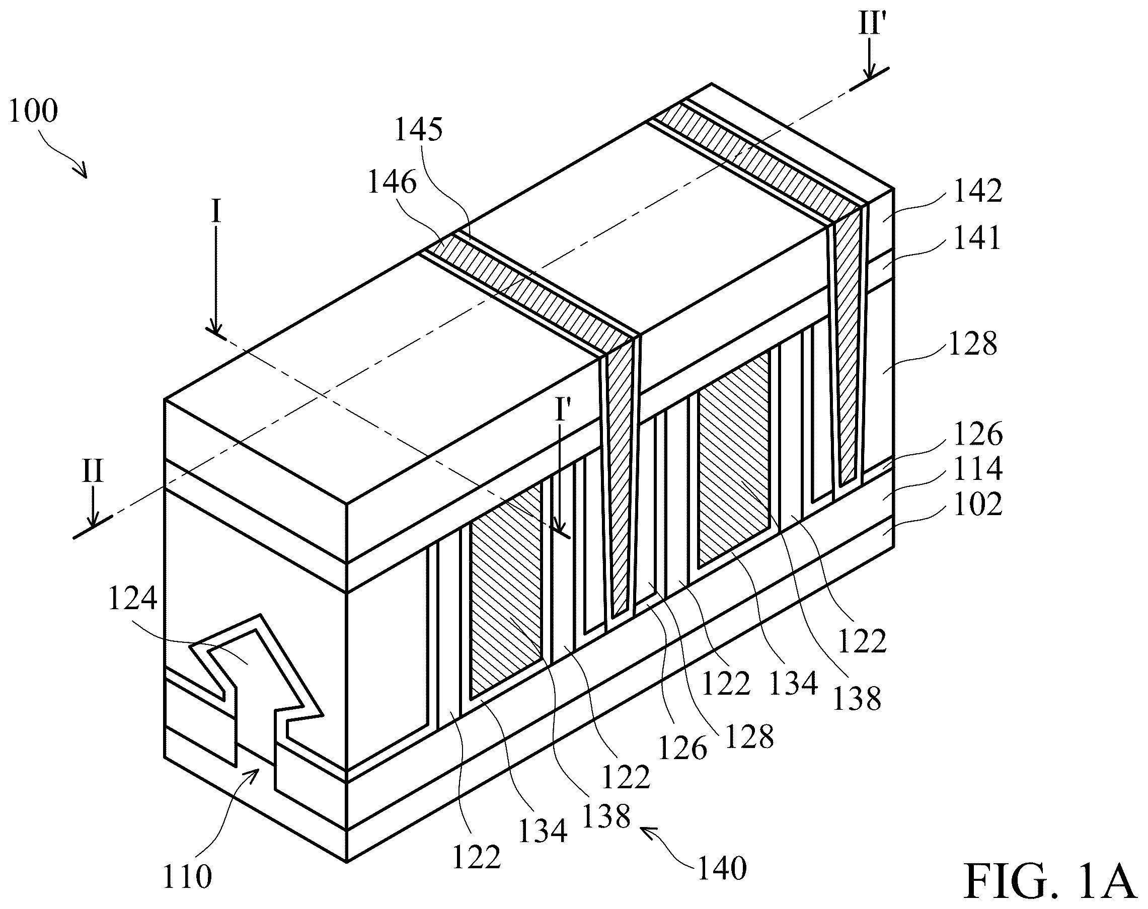 Patent US12564045 Figure 1 – Semiconductor device structure with interconnect structure having air gap