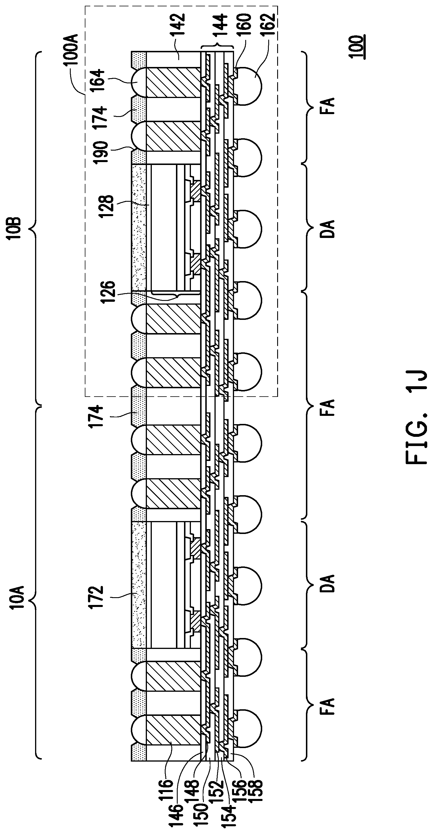Patent US12564055 Figure 10 – Package structure and method of fabricating the same