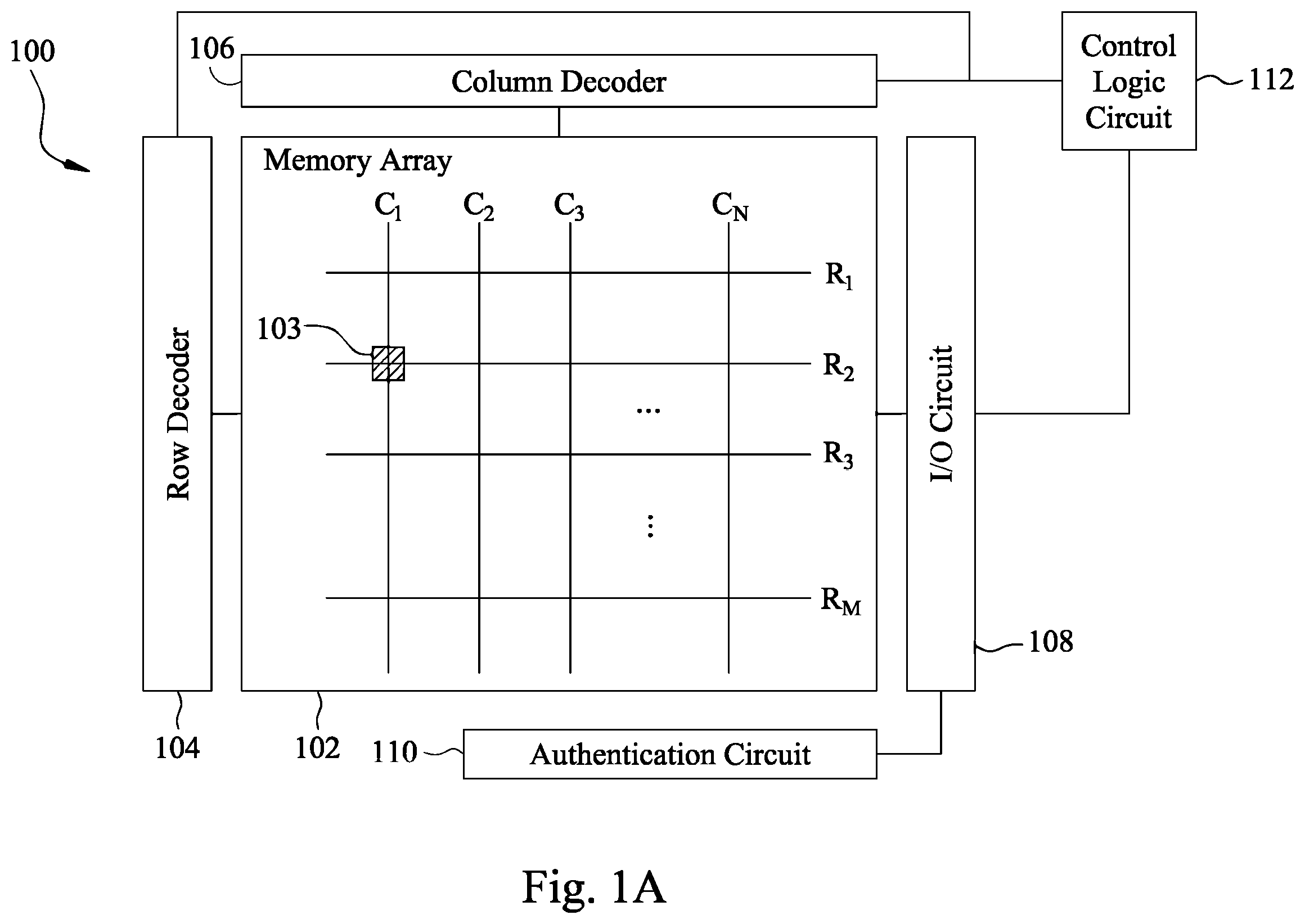 Patent US12564061 Figure 1 – Generation of physically unclonable function using one-time-programmable memory devices with back-end-of-line transistors