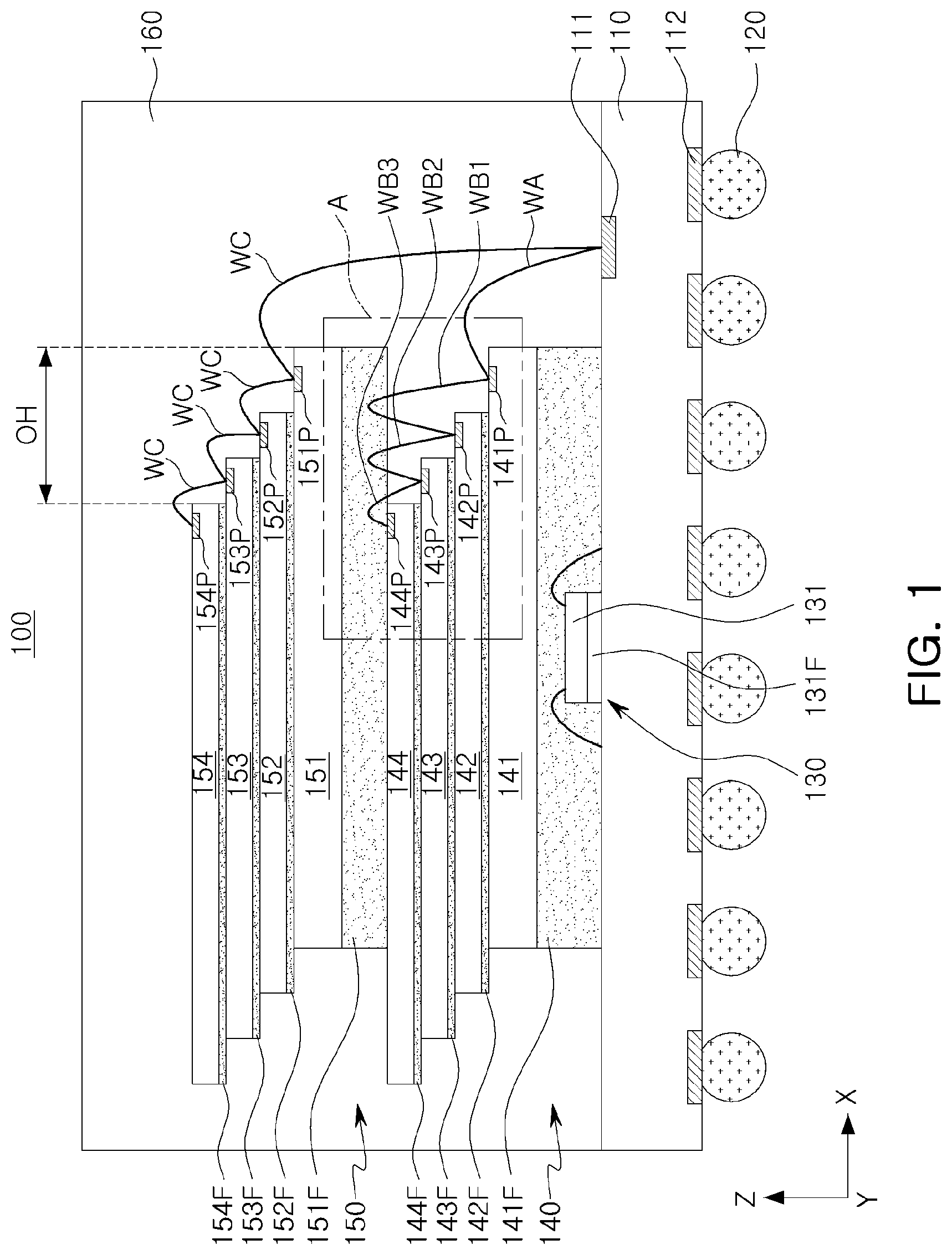 Patent US12564099 Figure 1 – Semiconductor package