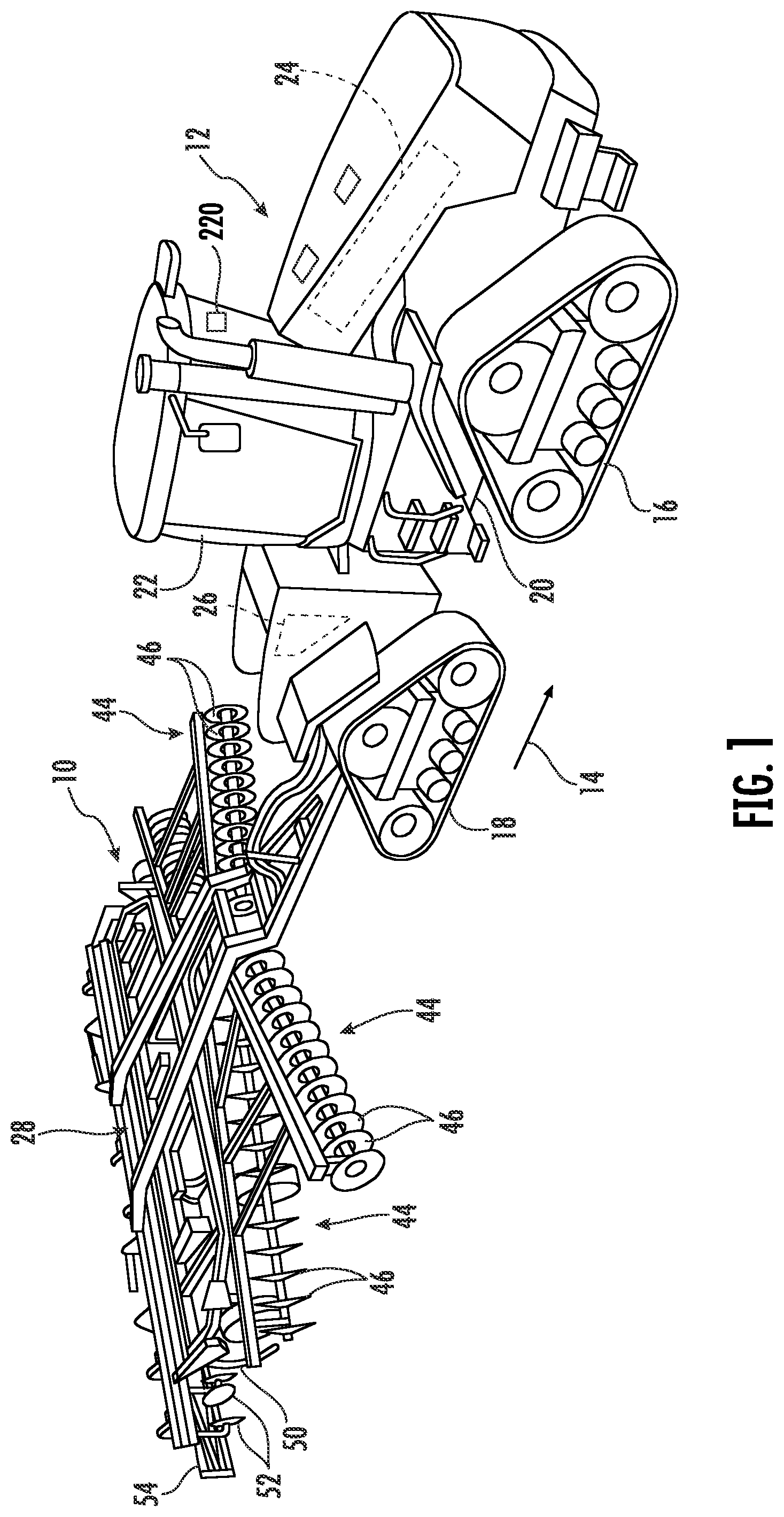 Patent US12564119 — Agricultural system and method for monitoring operating conditions associated with disks of an agricultural implement — Figure 1
