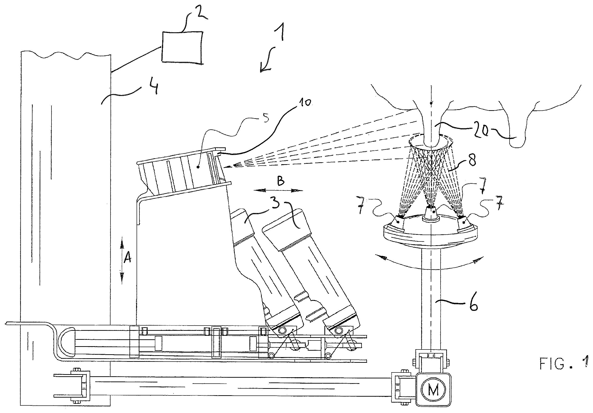 Patent US12564172 Figure 1 – Milking device for milking a dairy animal