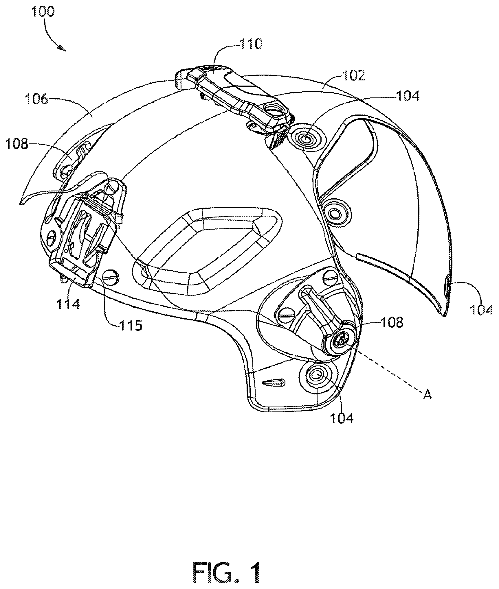 Patent US12564238 — Helmet mounted visor assembly — Figure 1