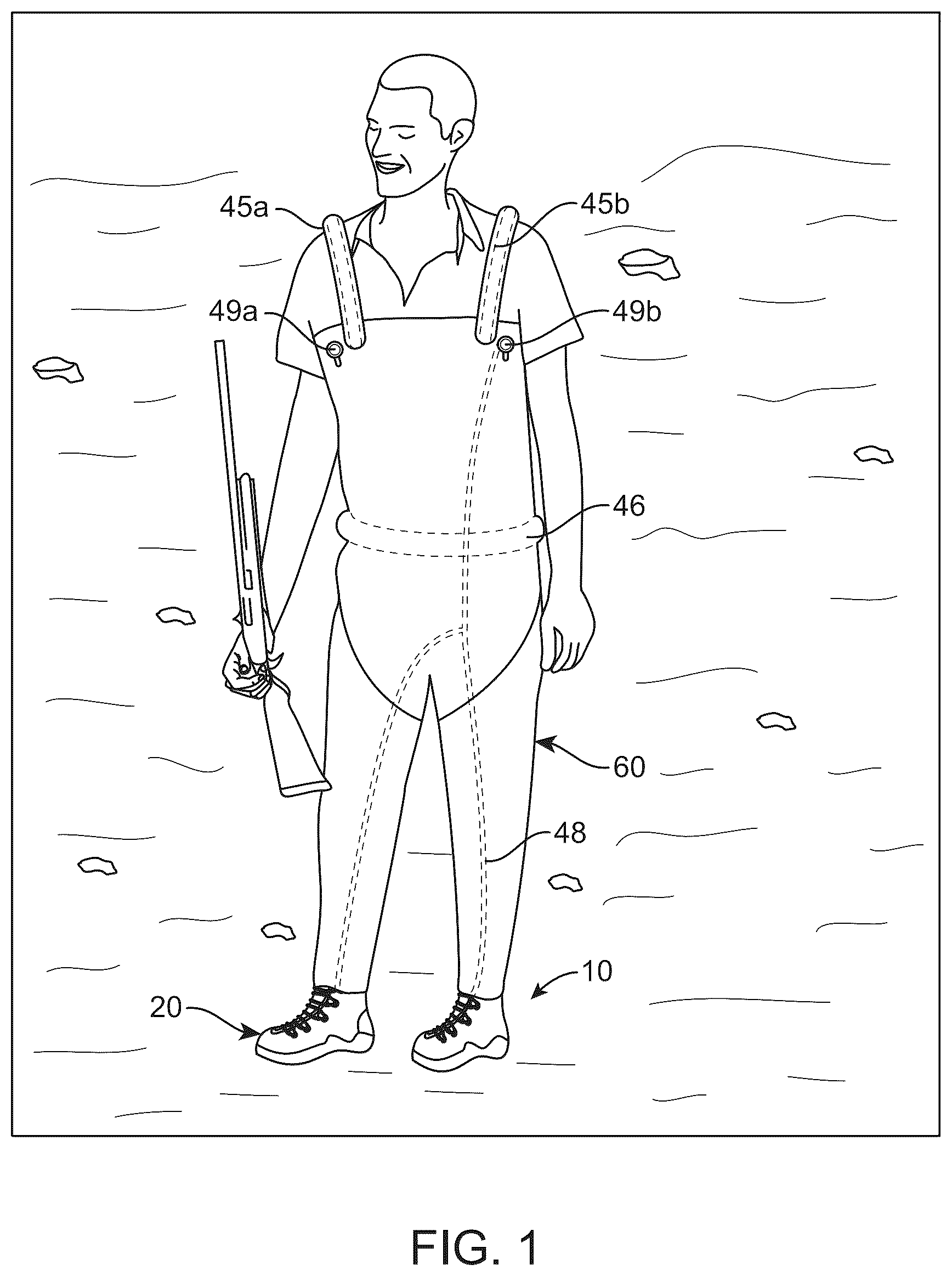 Patent US12564240 — Inflatable wading boots — Figure 1