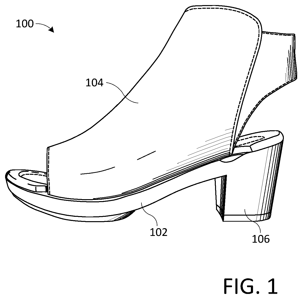 Patent US12564245 — Shoe with interchangeable upper — Figure 1