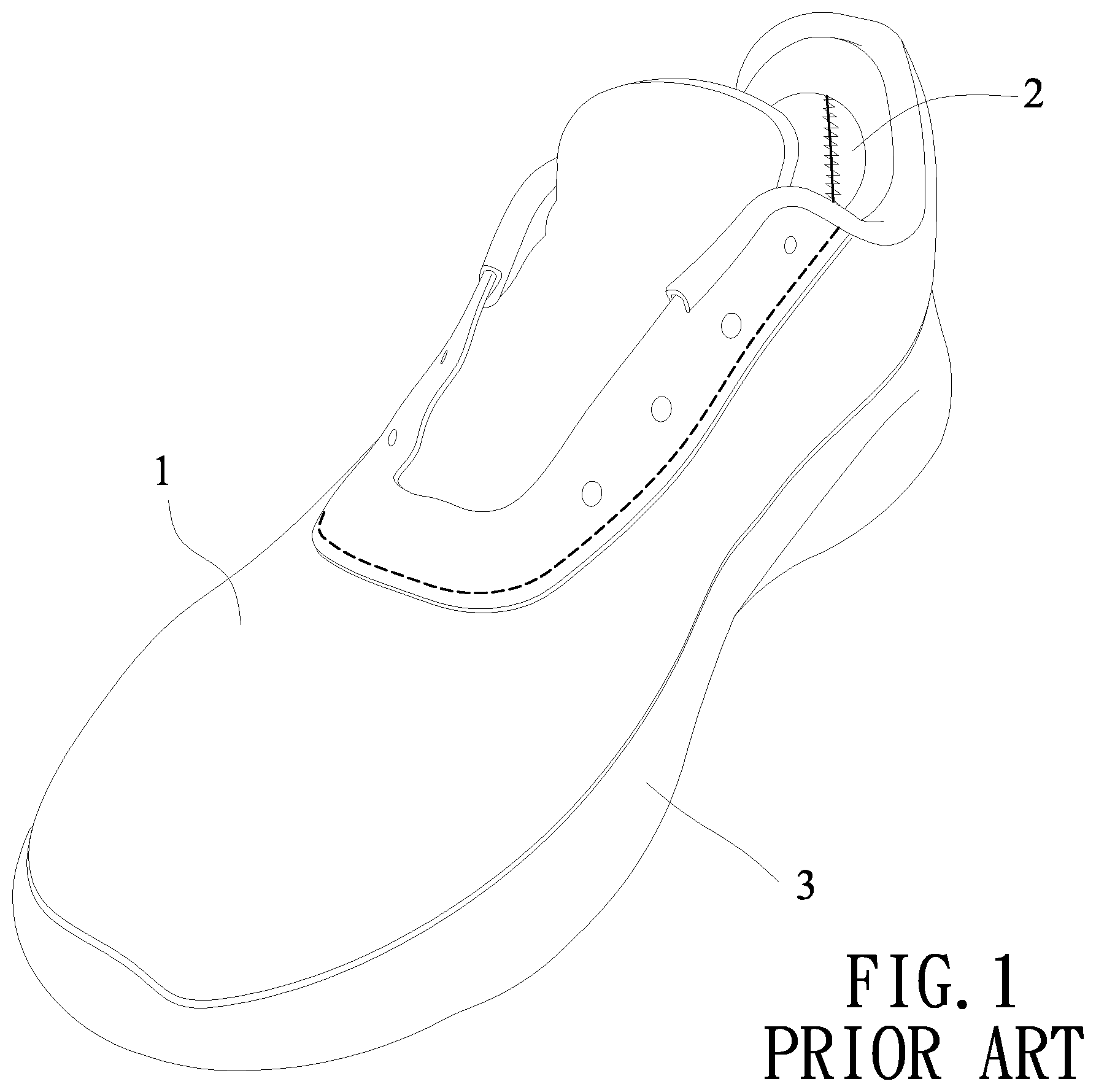 Patent US12564246 Figure 1 – Shoe having resilient heel