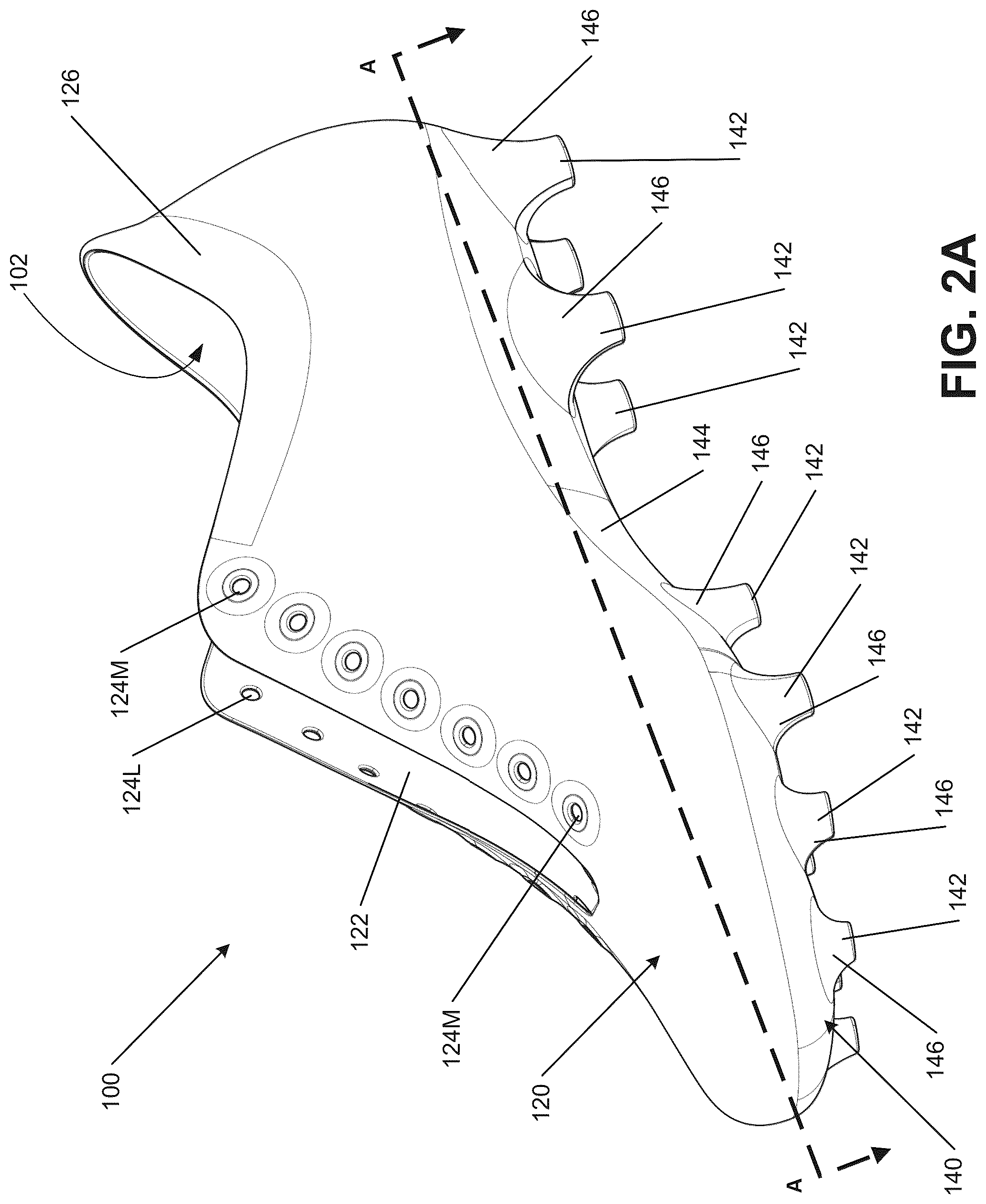 Patent US12564248 Figure 2 – Sole structures and articles of footwear having separate outsole and midsole components