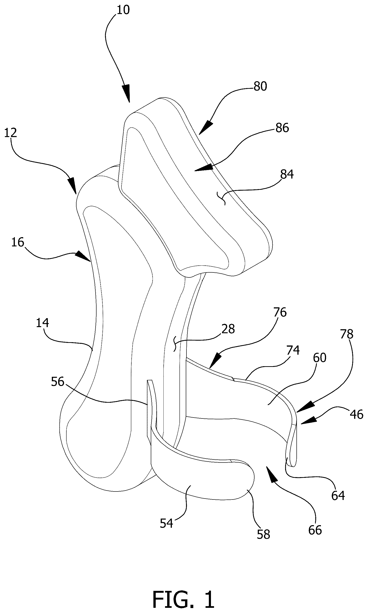 Patent US12564278 Figure 1 – Headrest pillow device