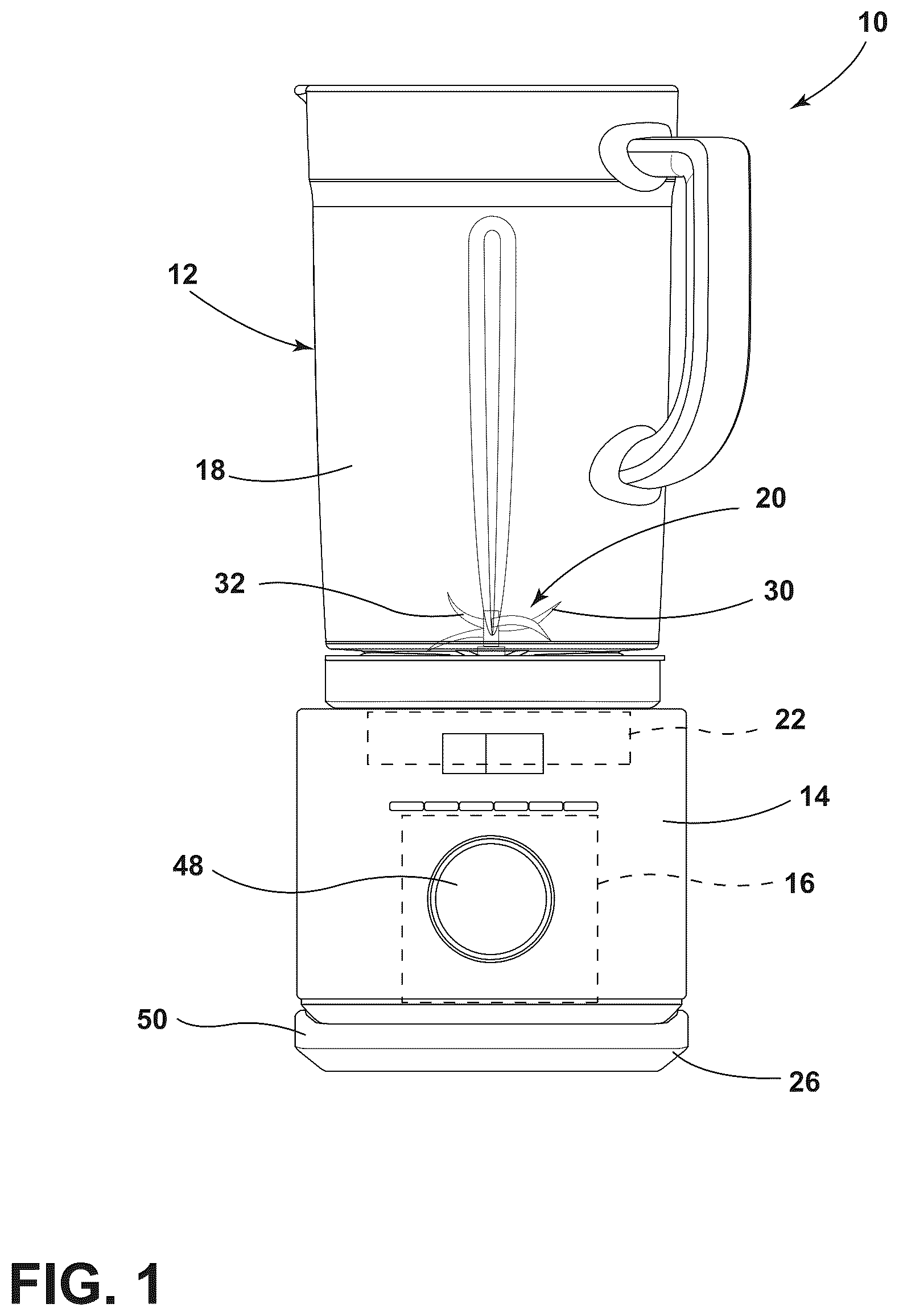 Patent US12564292 Figure 1 – Countertop kitchen appliance system