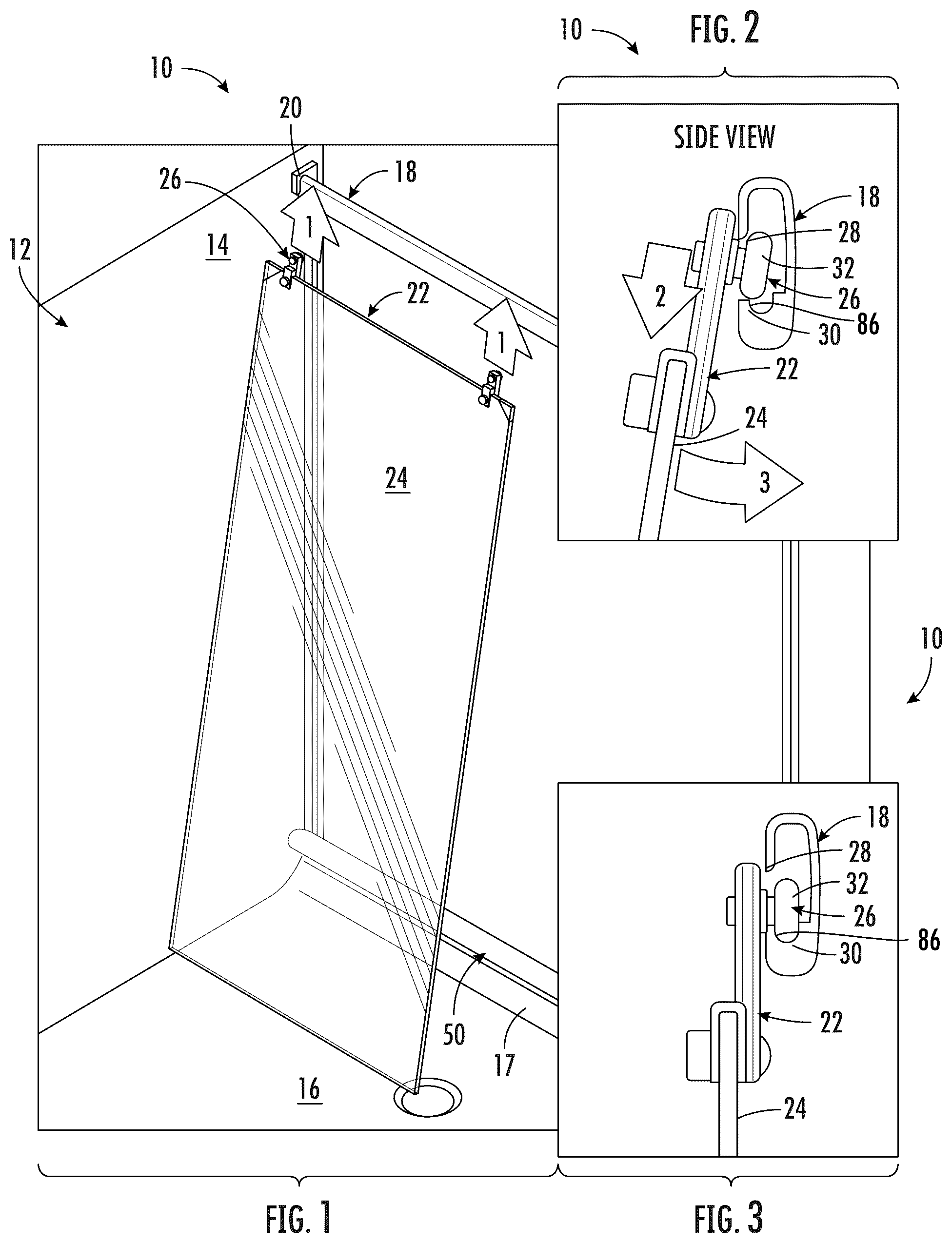 Patent US12564294 — Shower door assembly — Figure 1