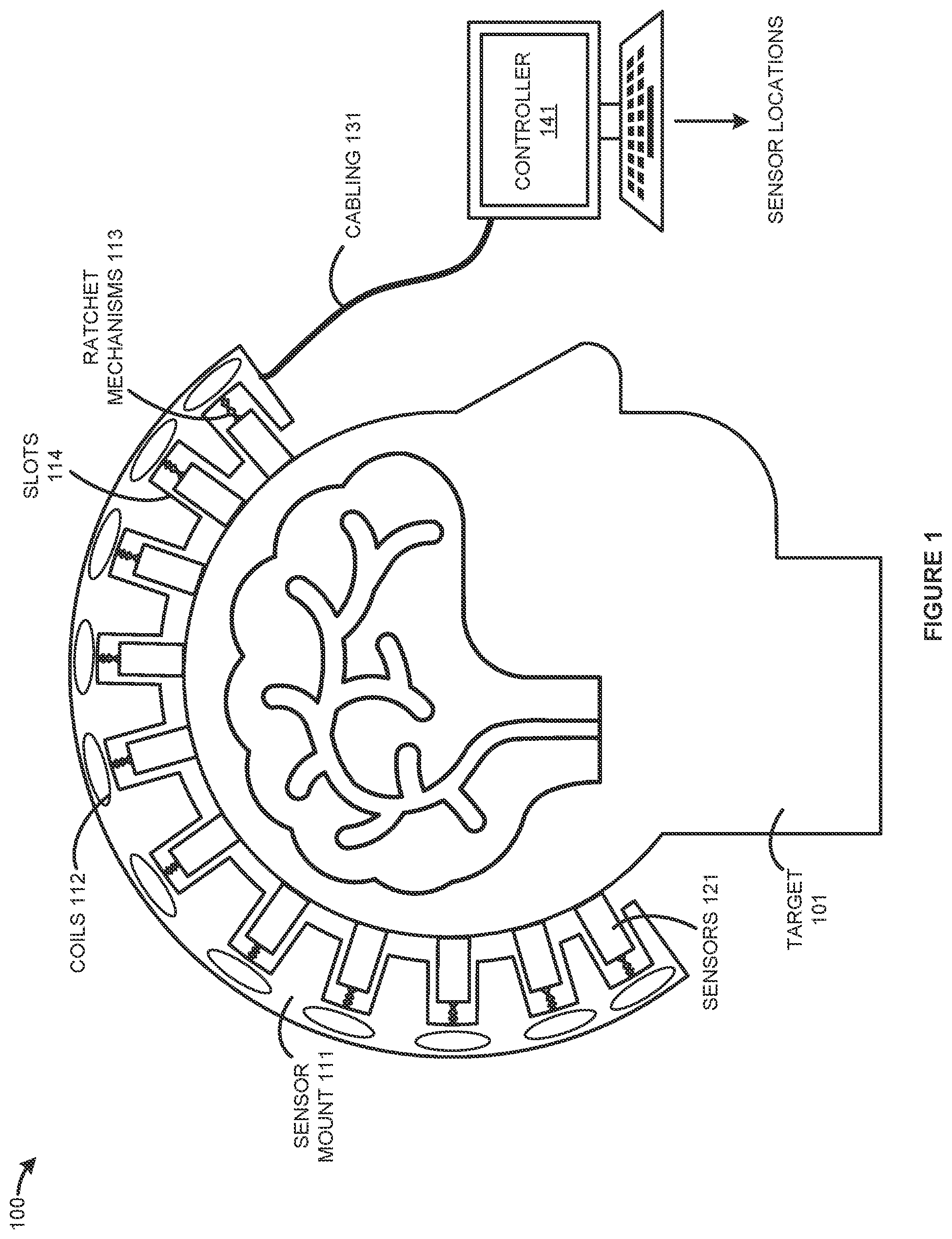 Patent US12564331 Figure 1 – Sensor localization in a magnetoencephalography (MEG) system