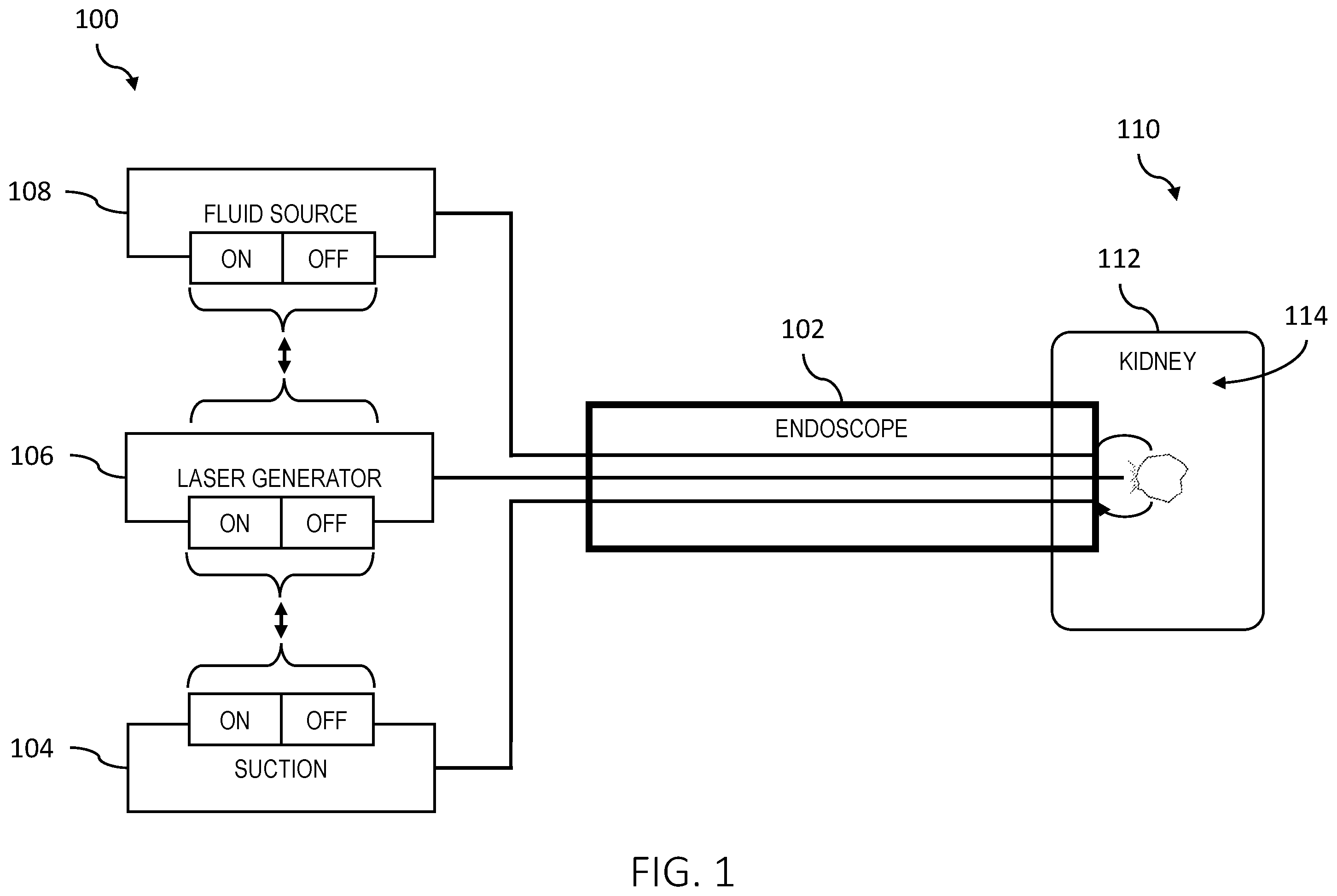 Patent US12564439 Figure 1 – Endoscope laser-triggered suction automatic on/off