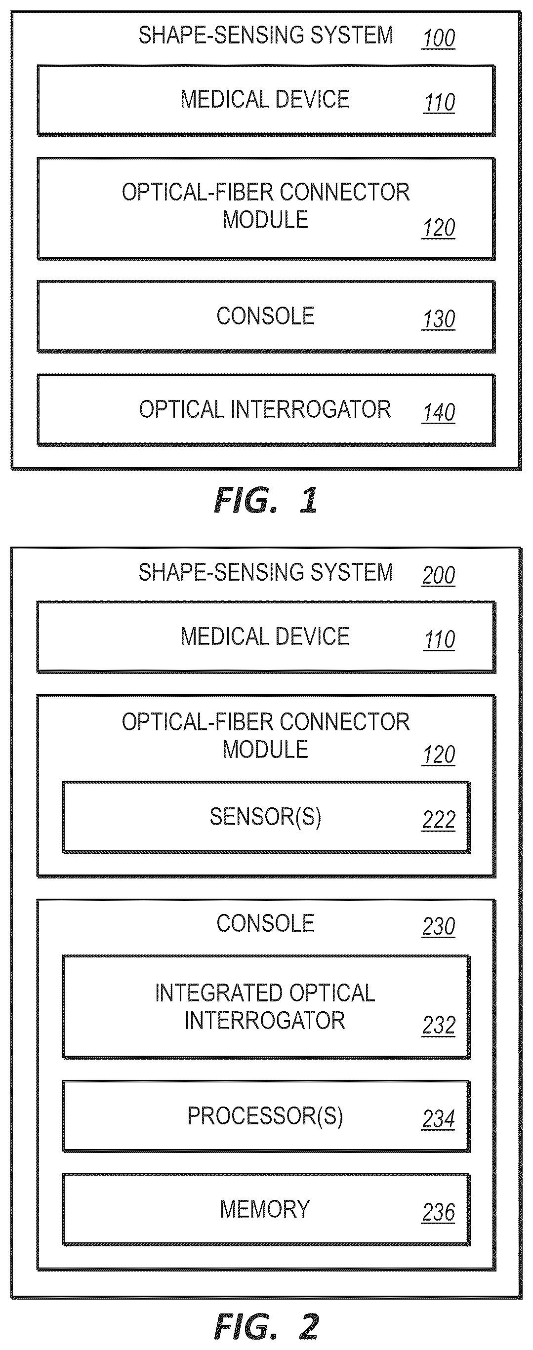 Patent US12564453 Figure 1 – Optical-fiber connector modules including shape-sensing systems and methods thereof