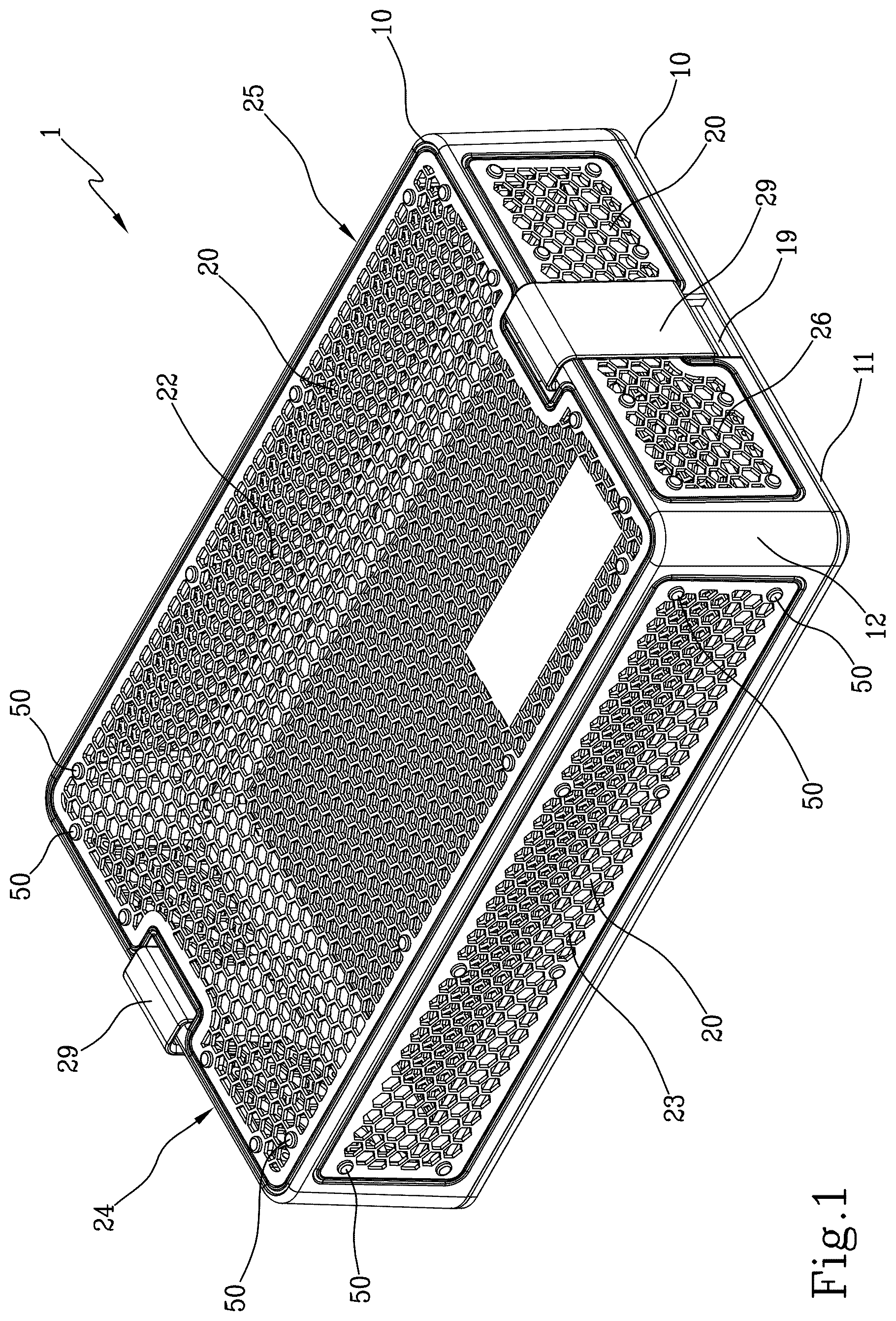 Patent US12564466 Figure 1 – Container and kit for washing and/or disinfecting and/or sterilising medical instruments