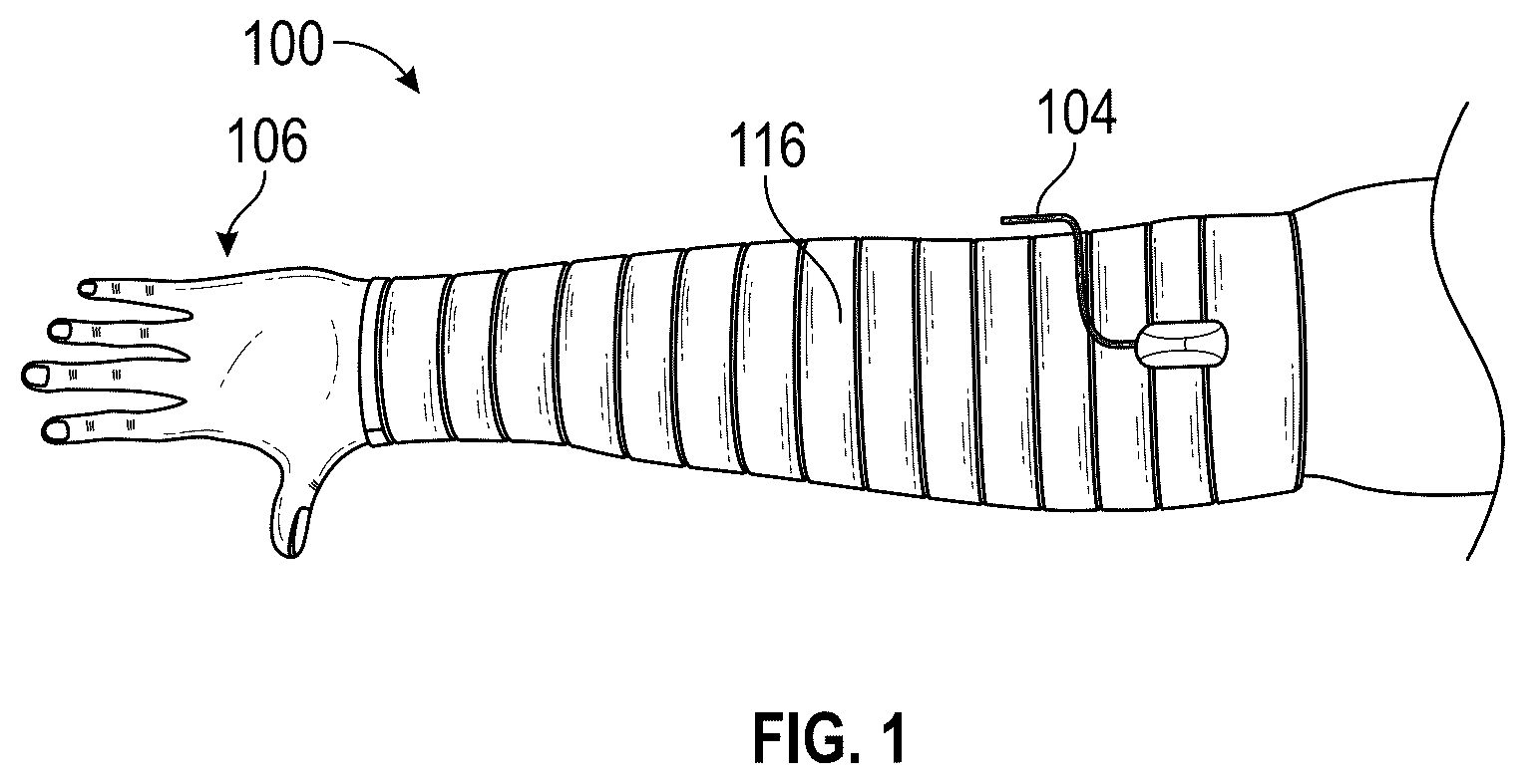 Patent US12564537 — Electro-actuatable compression garments with shape memory elements — Figure 1