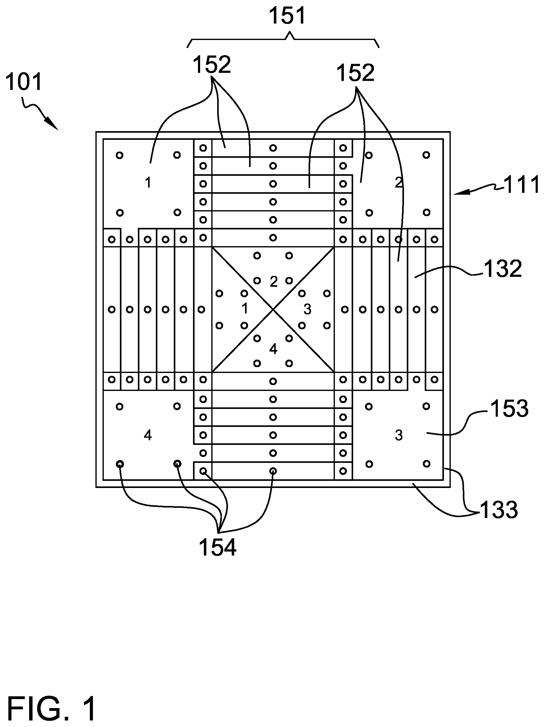 Patent US12564780 Figure 1 – Illuminated game board with stackable play pieces