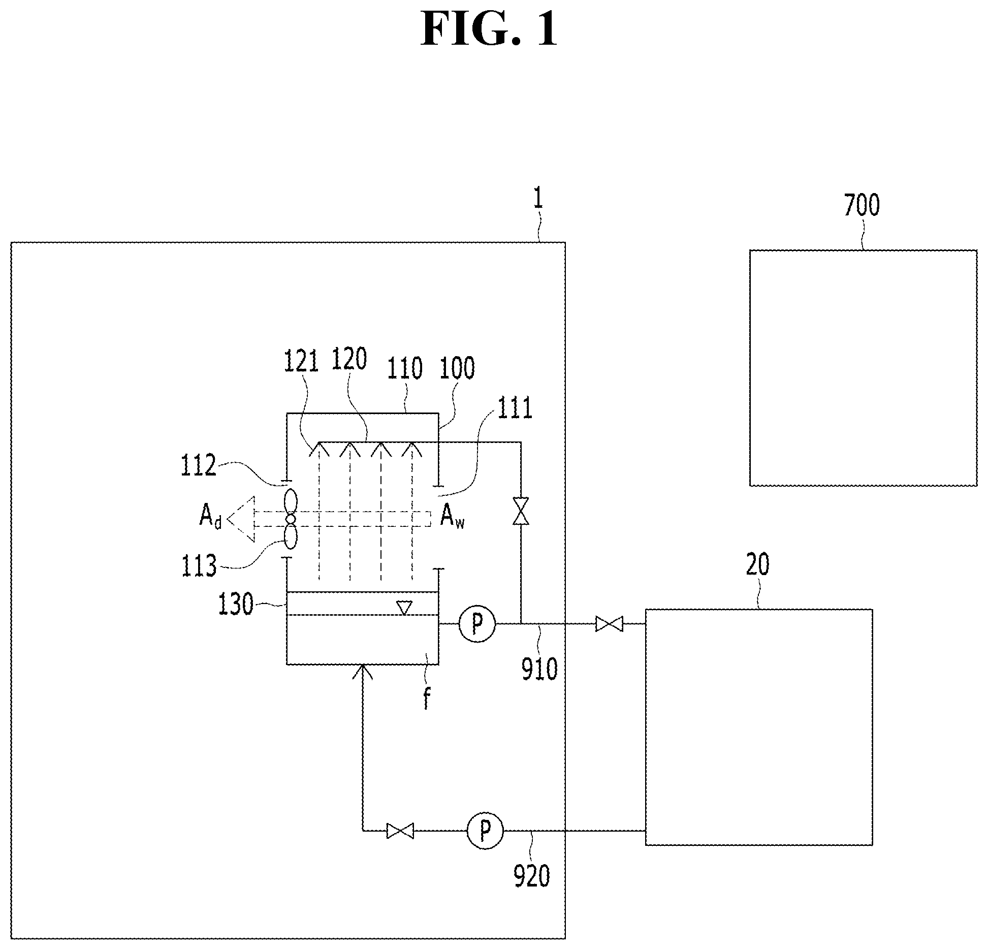 Patent US12564811 Figure 1 – Dehumidification liquid regeneration apparatus and liquid dehumidification system including same
