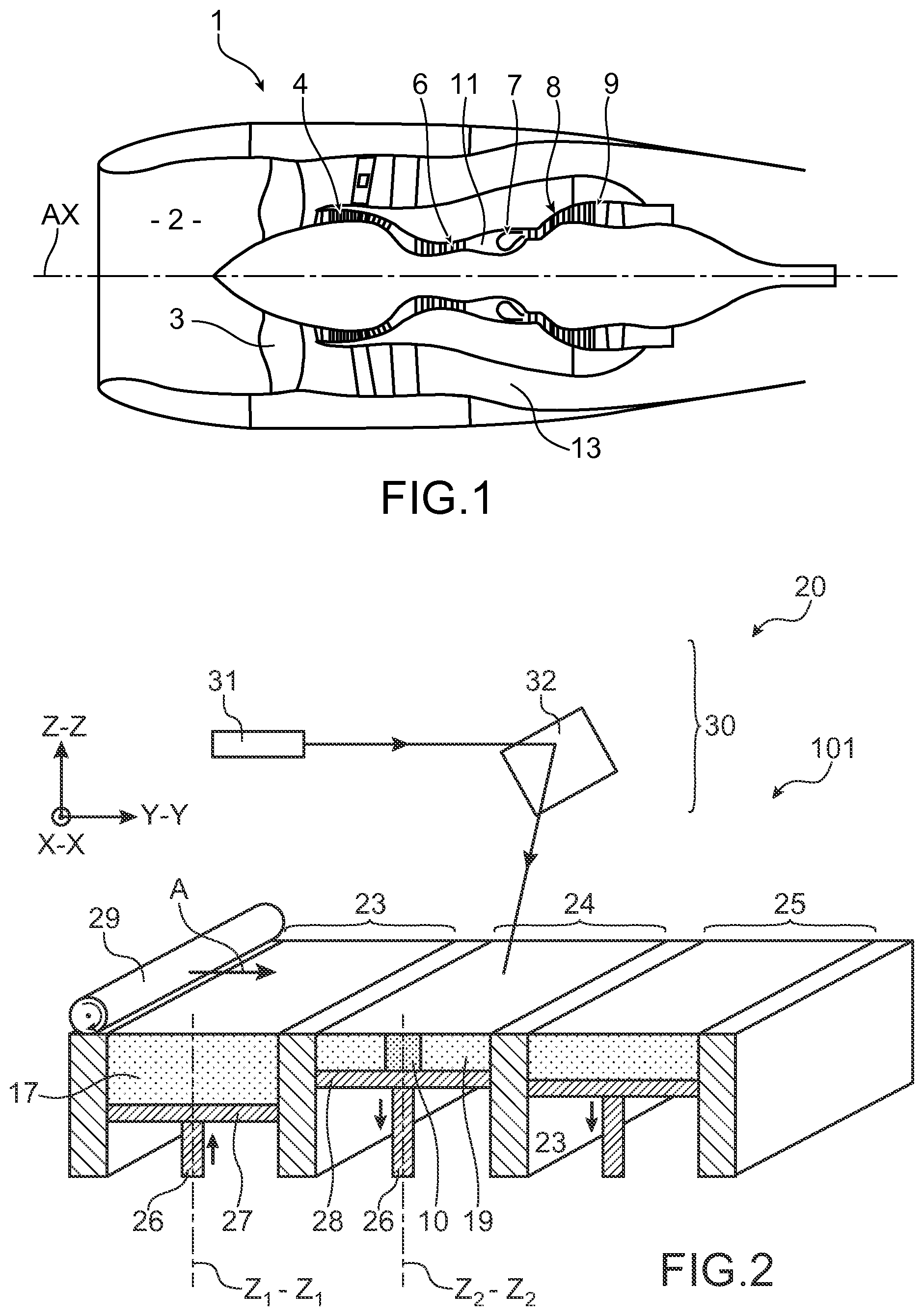 Patent US12564882 — Method for additive manufacturing of a wall for a turbine engine, comprising at least one cooling aperture — Figure 1