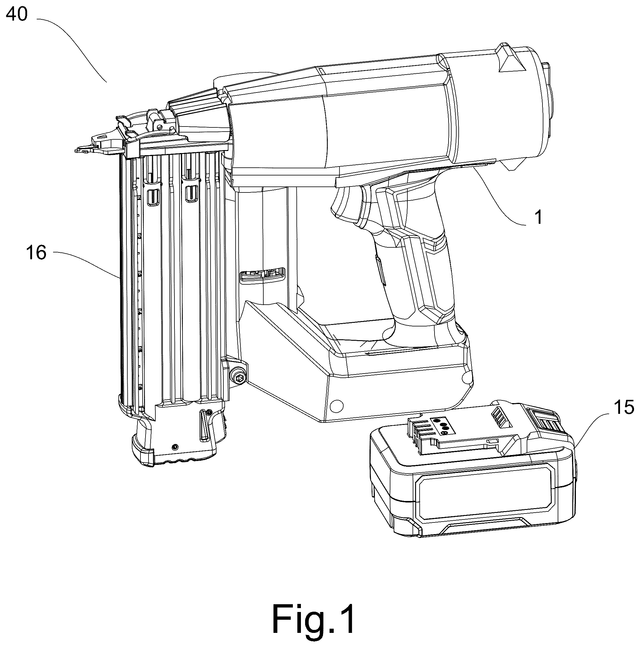 Patent US12564926 — Output energy adjustable gas spring fastener drive tool — Figure 1